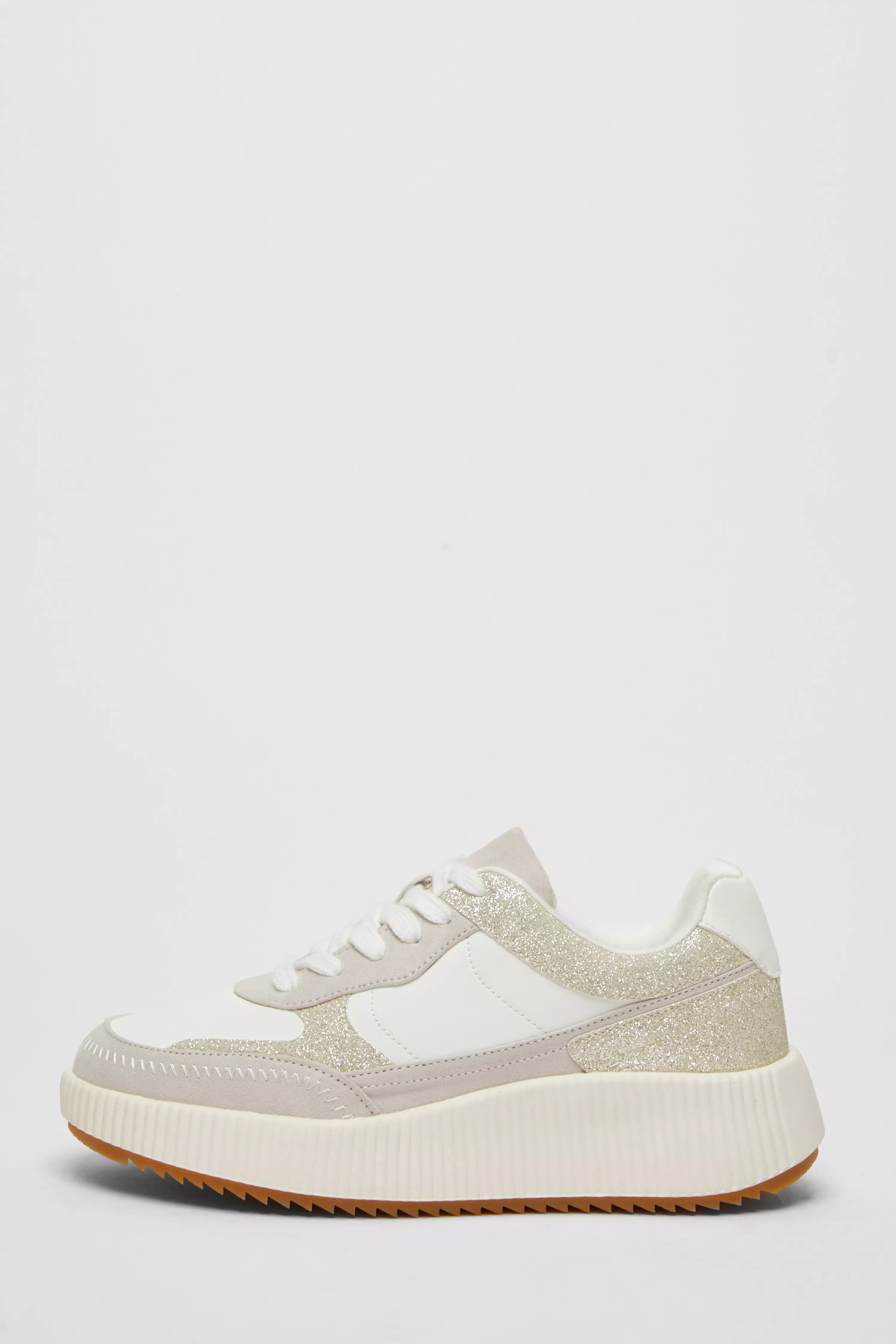 White Glitter Chunky Trainer