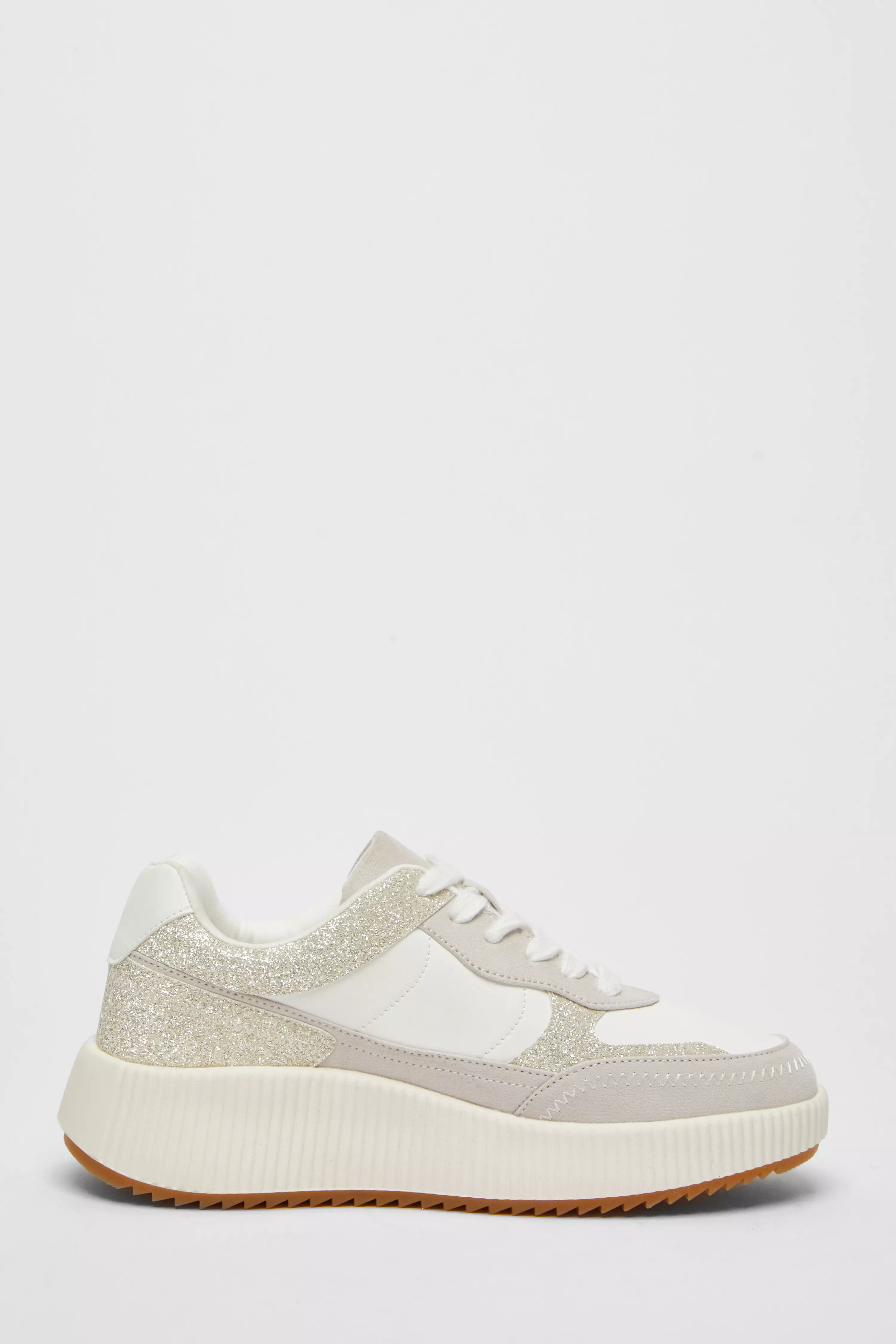 White Glitter Chunky Trainer