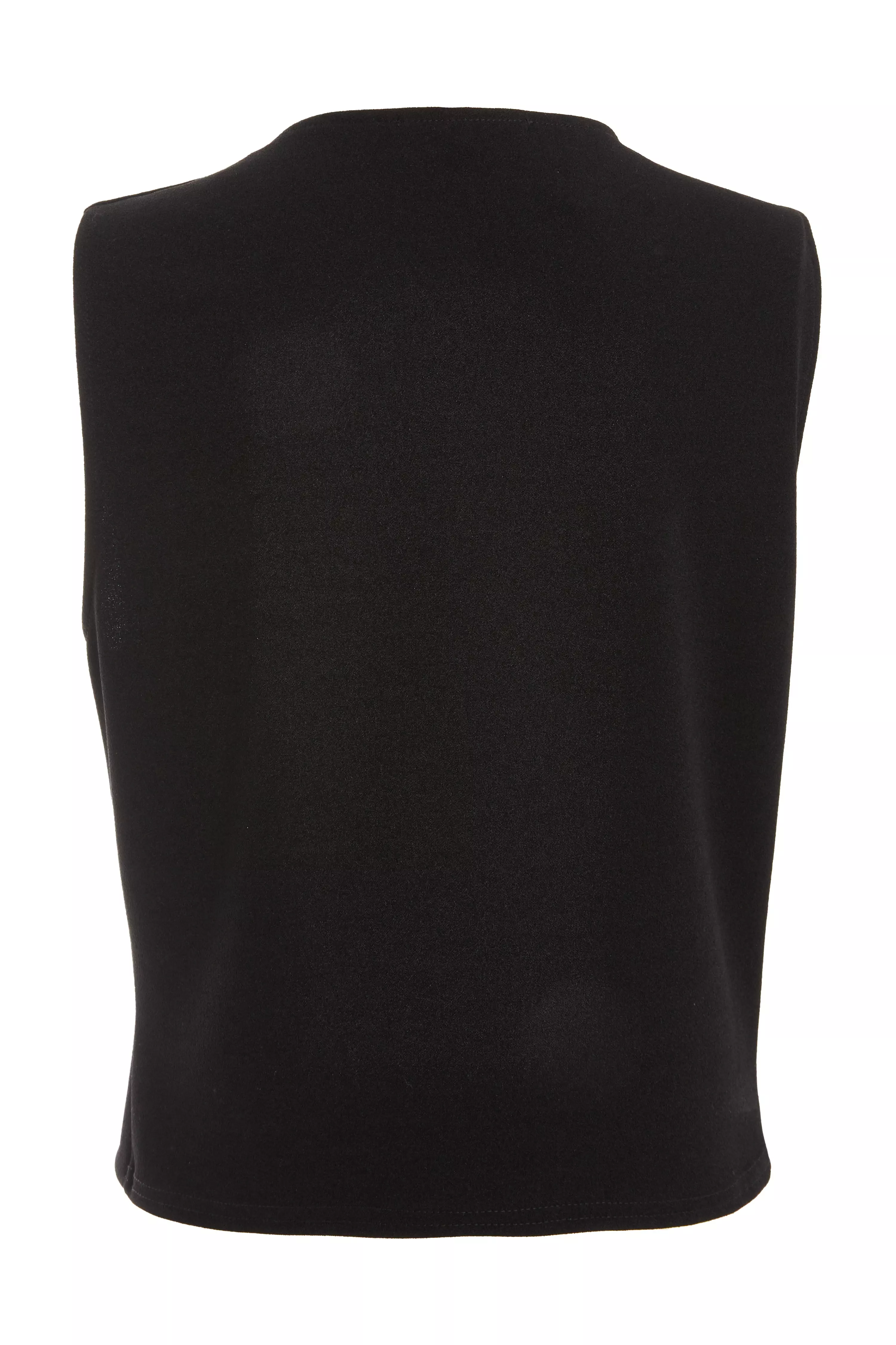 Black Tie Up Sleeveless Waistcoat