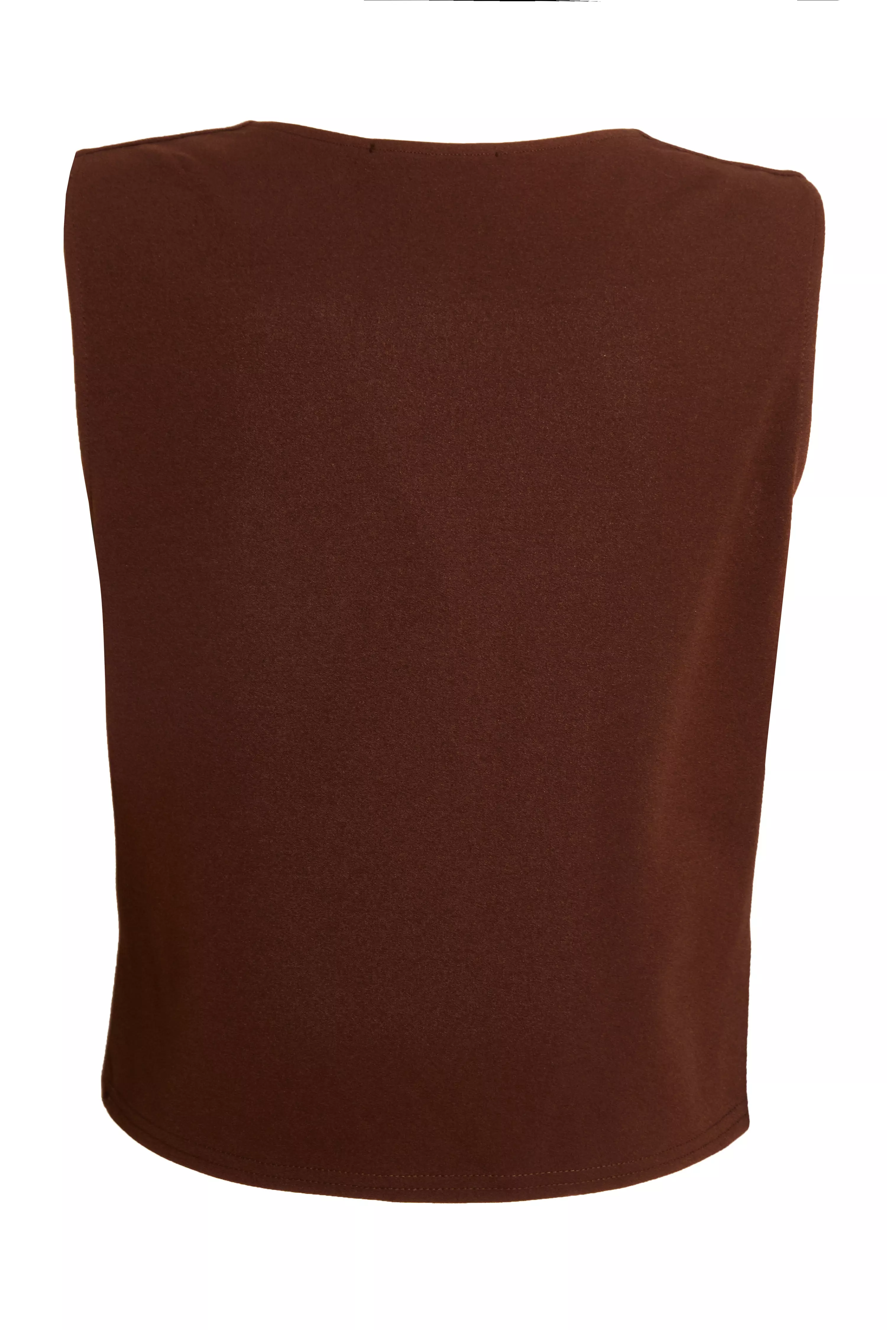 Brown Tie Up Sleeveless Waistcoat