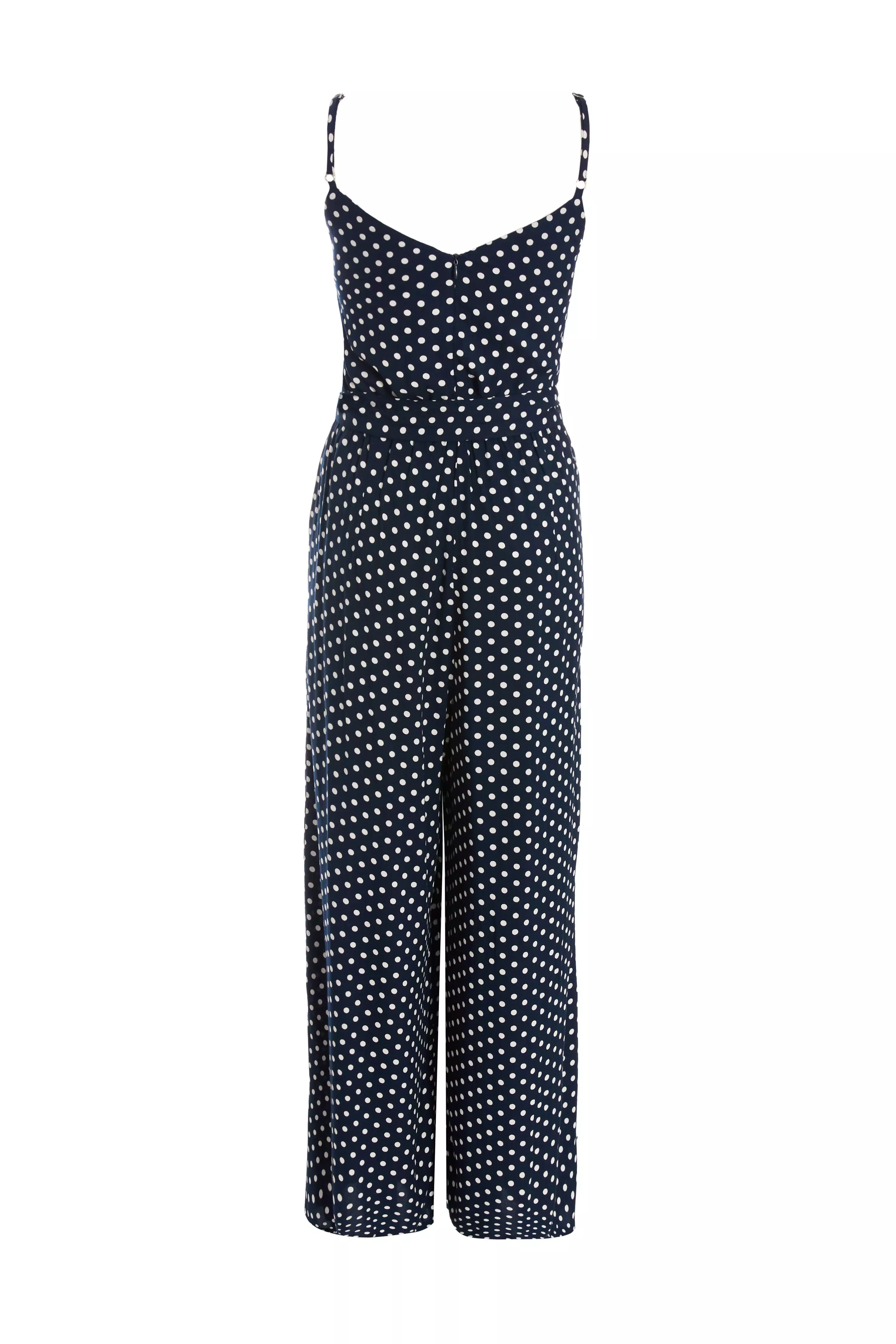 Petite Navy Polka Dot Palazzo Jumpsuit