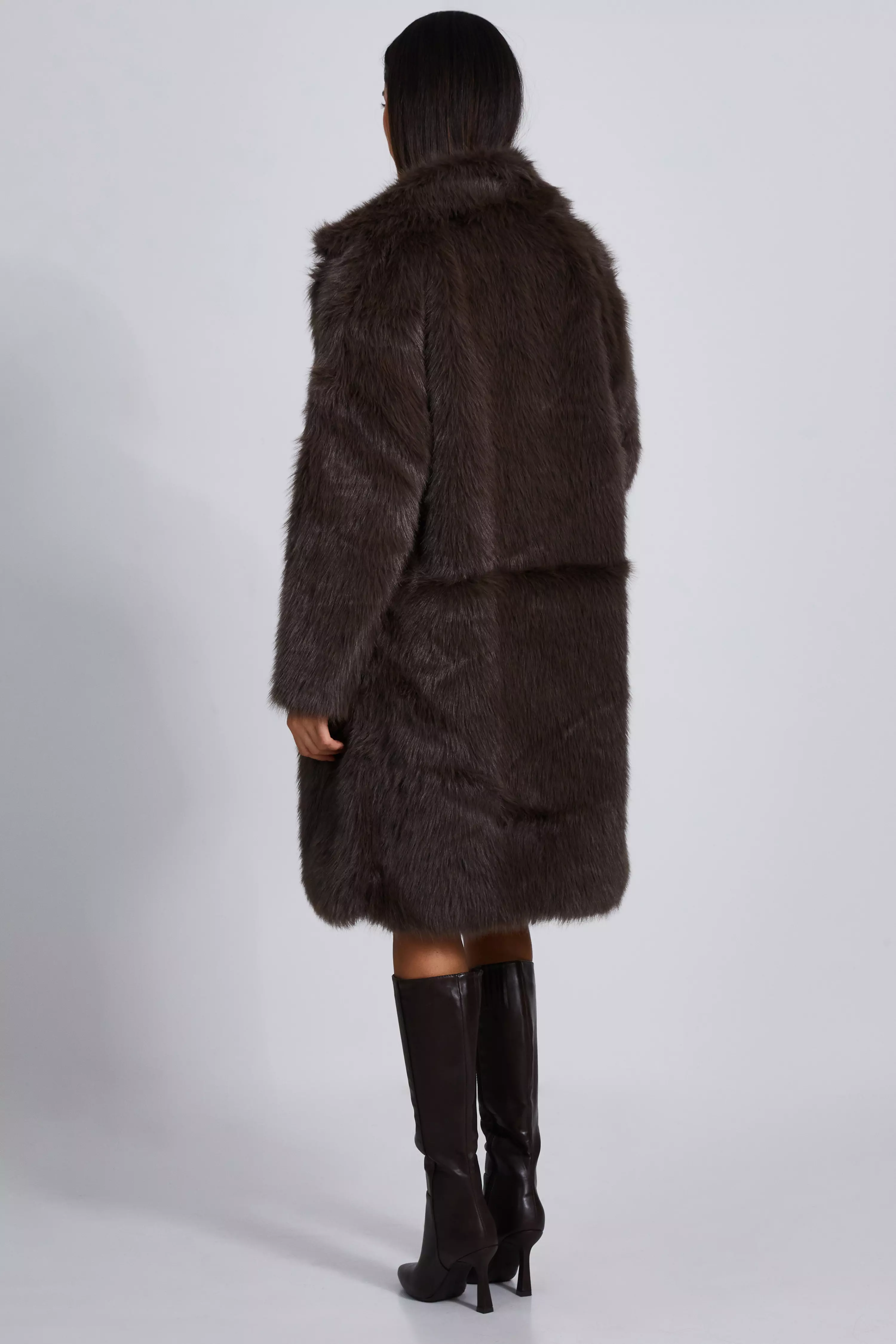 Brown Faux Fur Long Coat