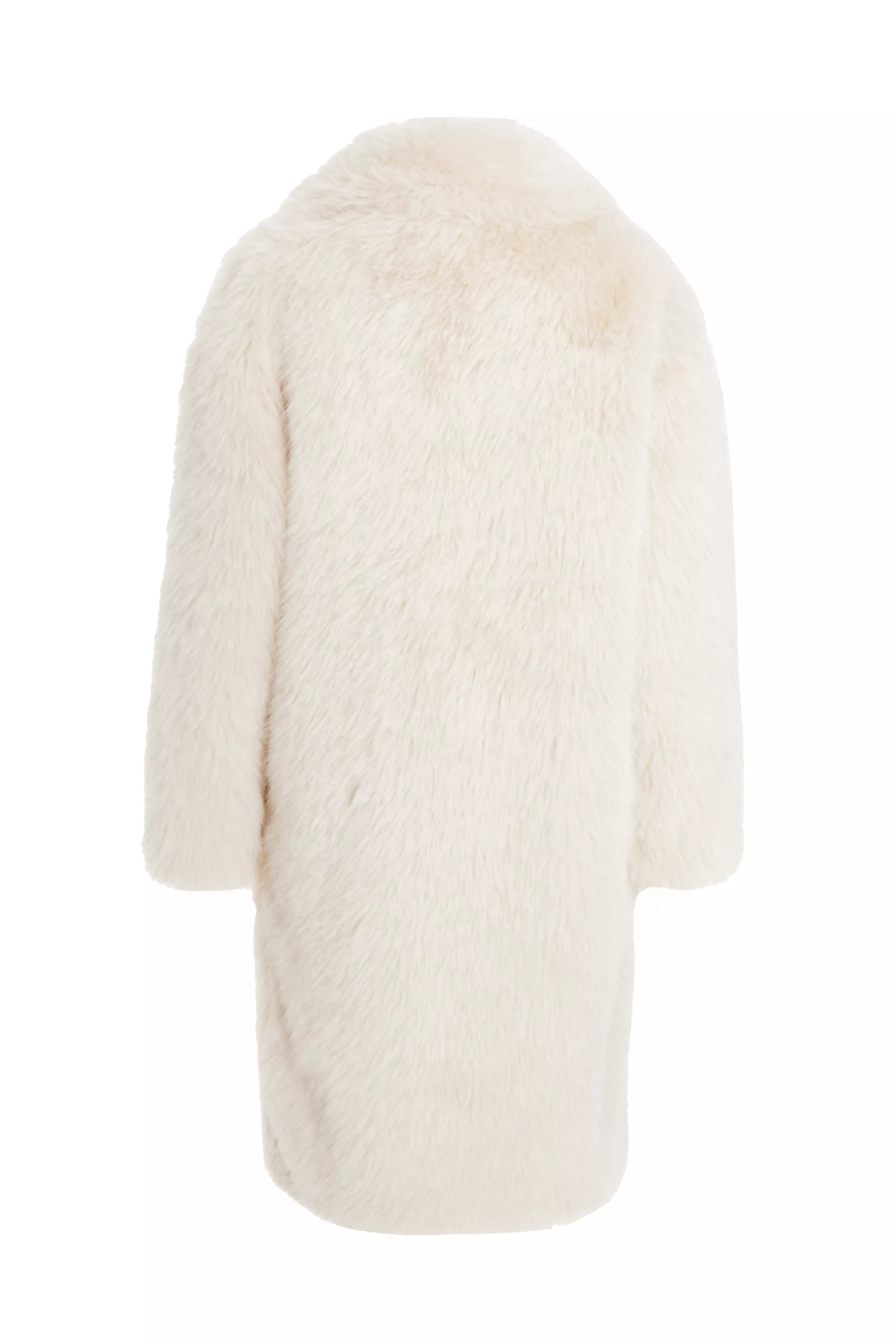 Cream Faux Fur Long Coat