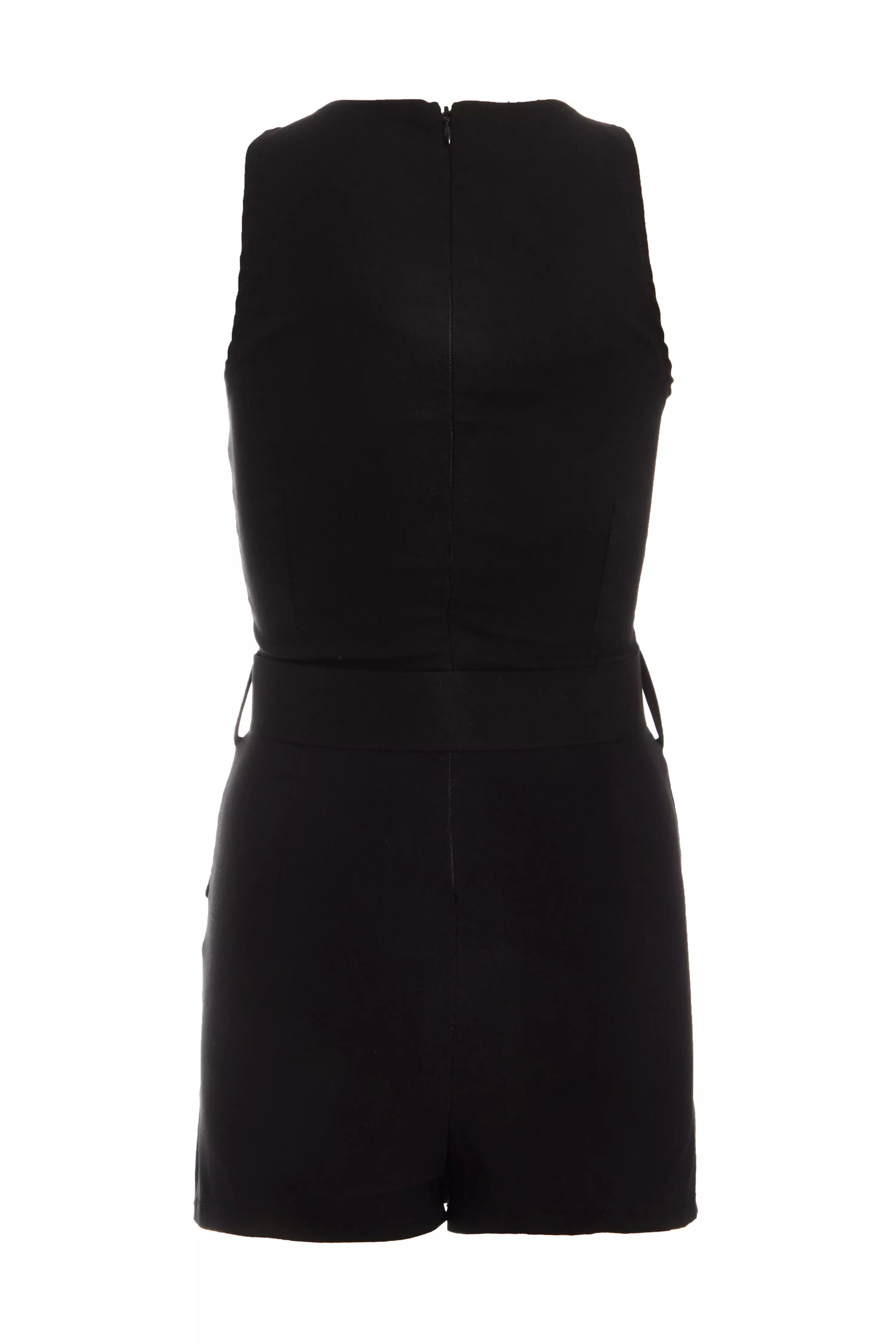 Black Pleated Skort Playsuit