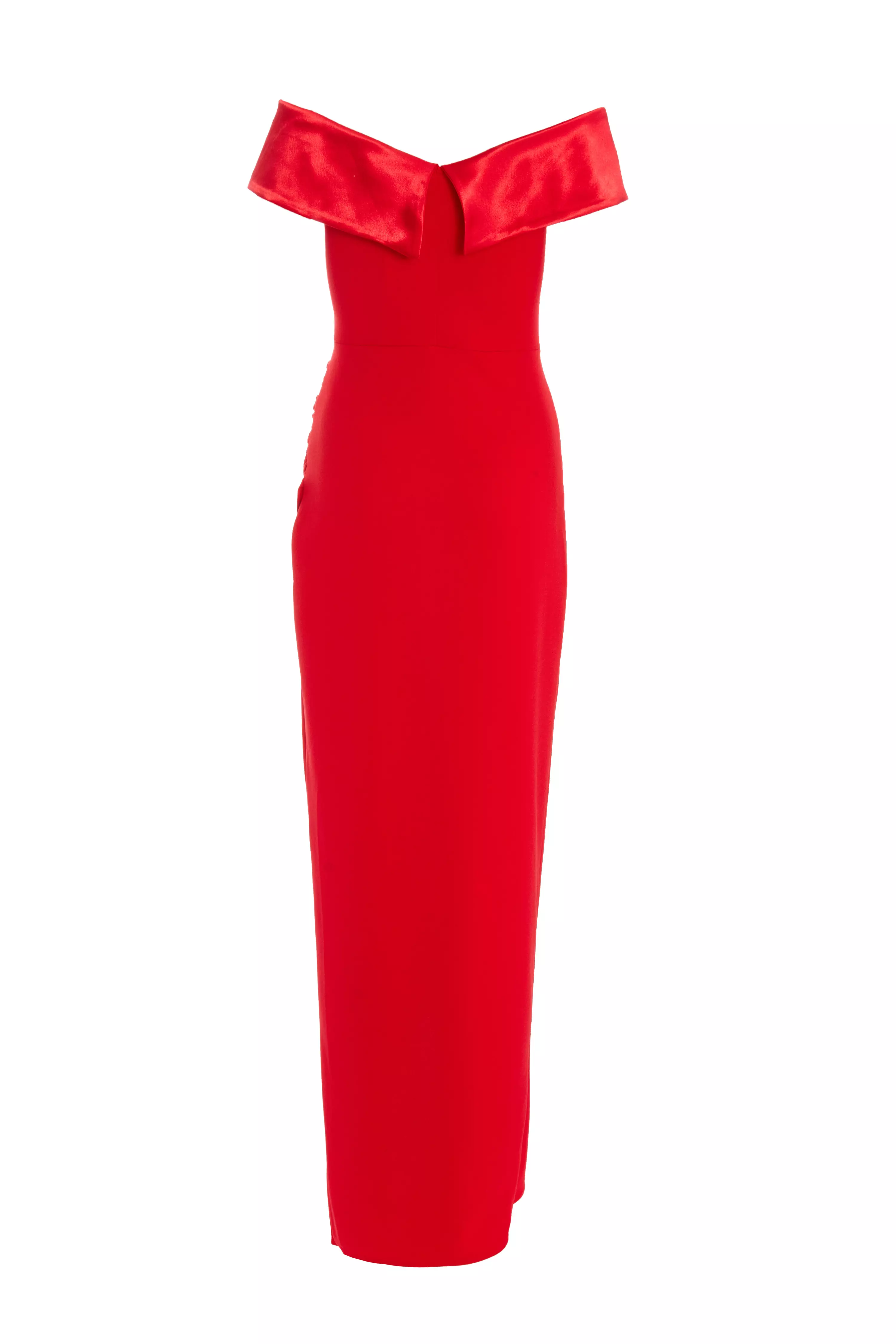 Red Bardot Wrap Maxi Dress