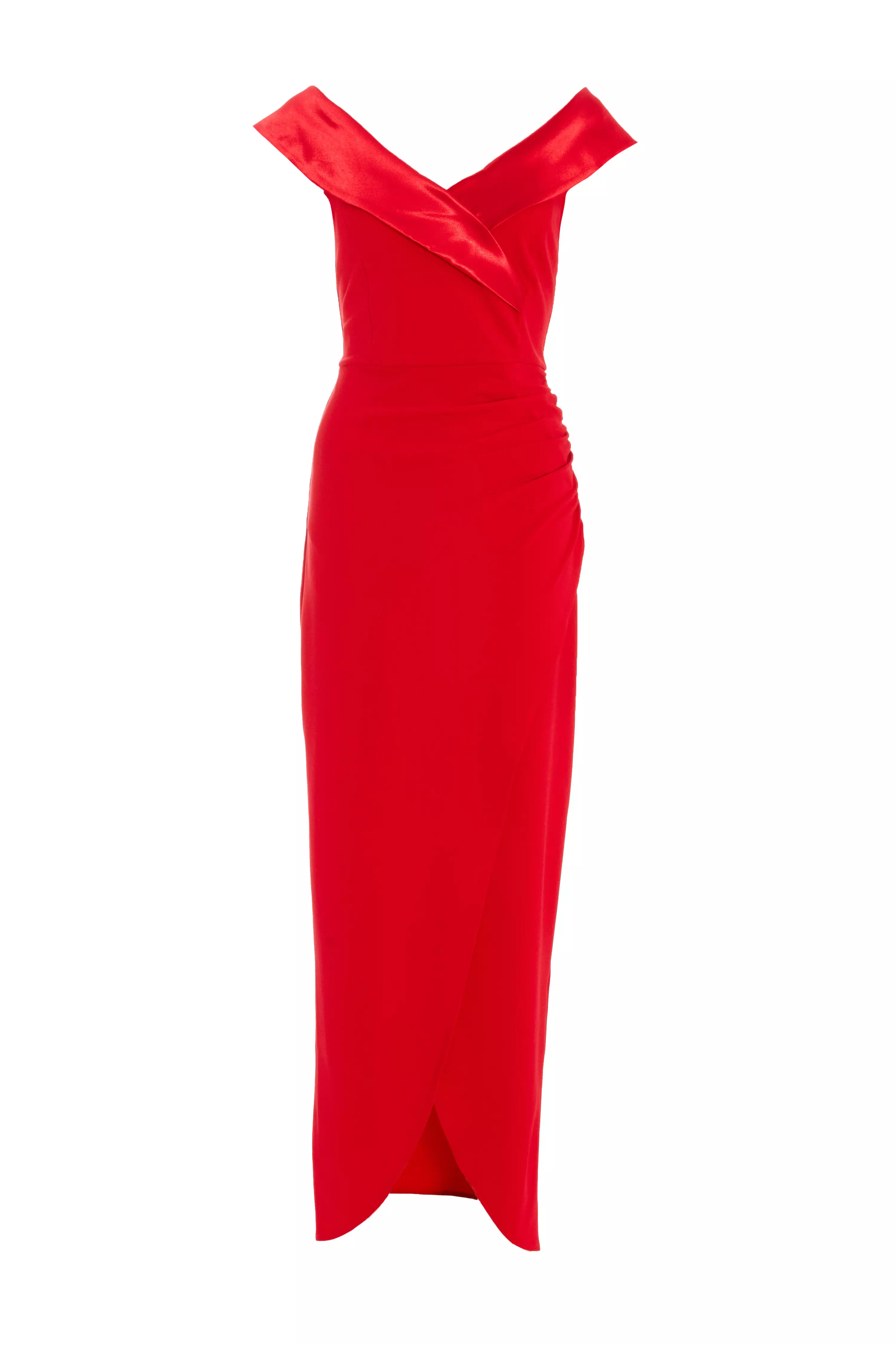 Red Bardot Wrap Maxi Dress