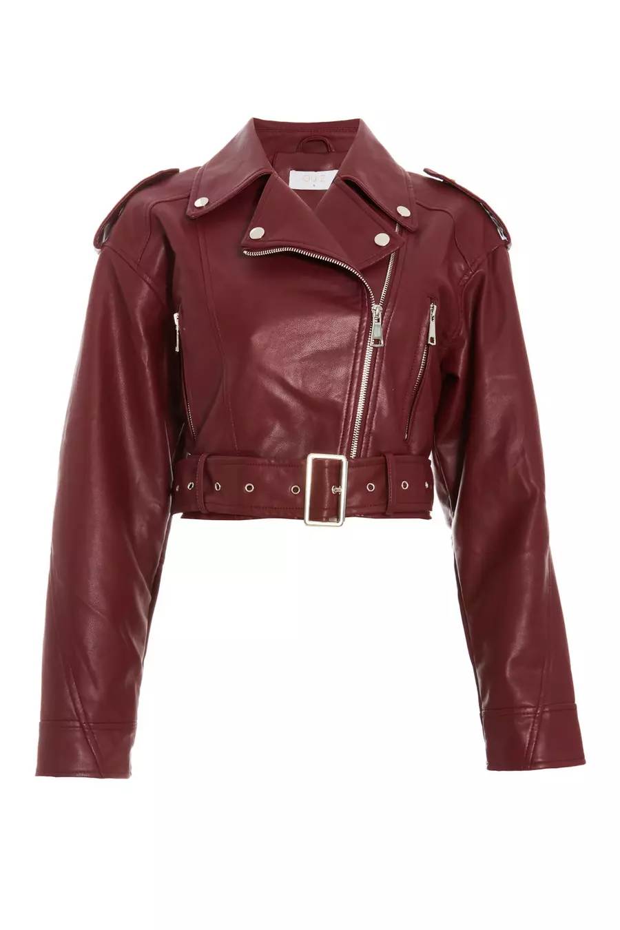 Dark red faux leather jacket hotsell