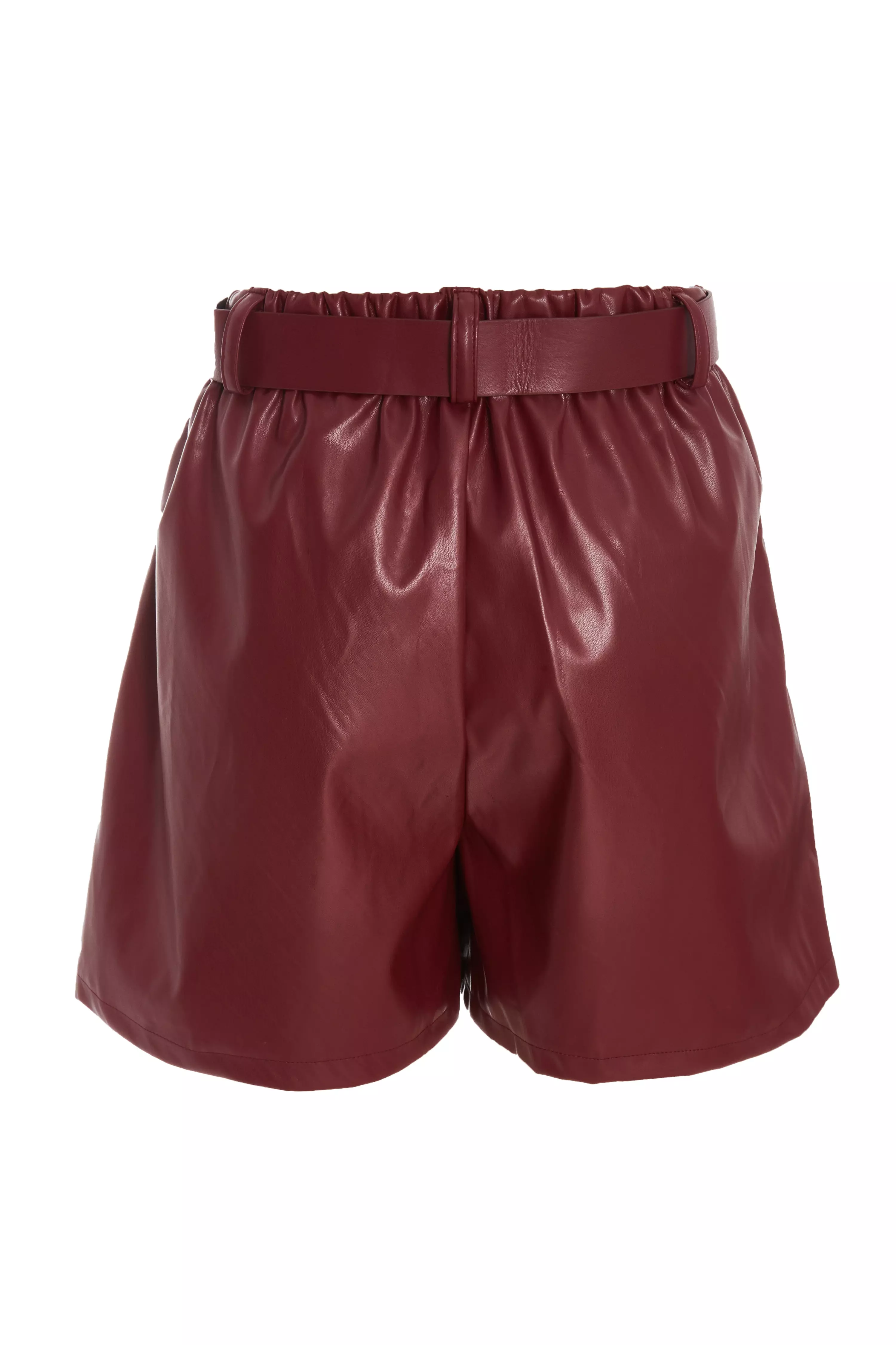 Dark Red Faux Leather Skort