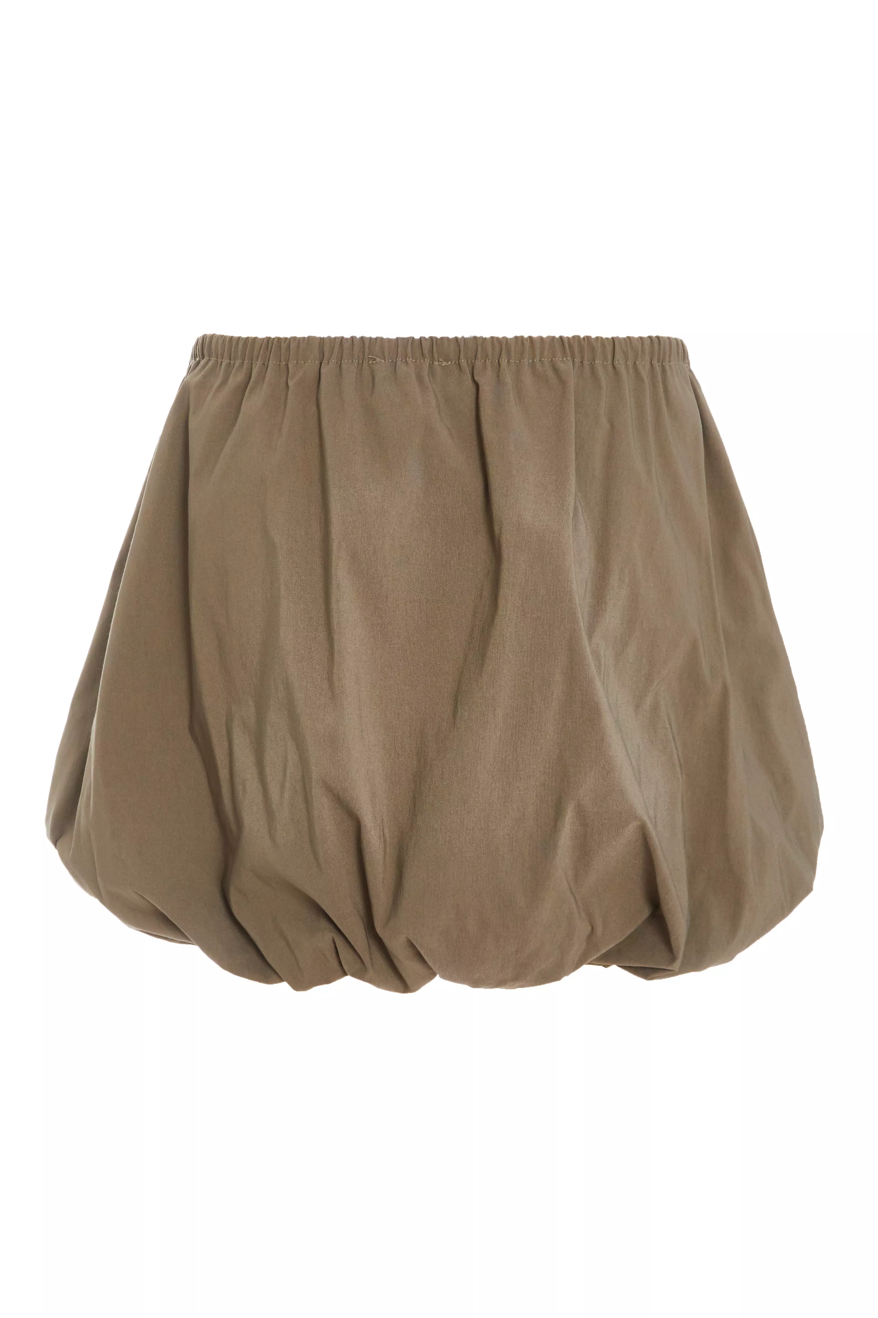 Khaki Puffball Mini Skirt