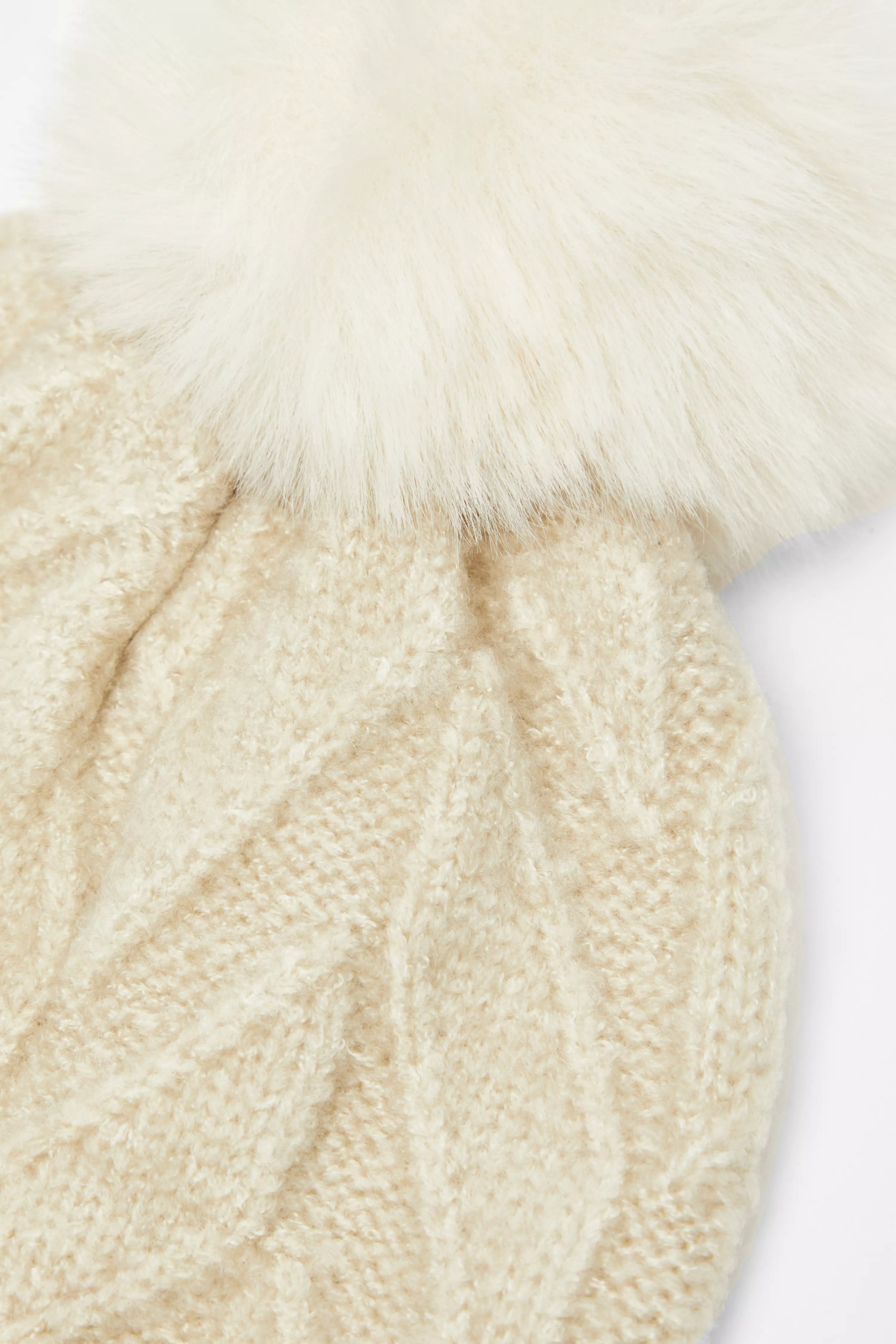 Beige Herringbone Knitted Hat