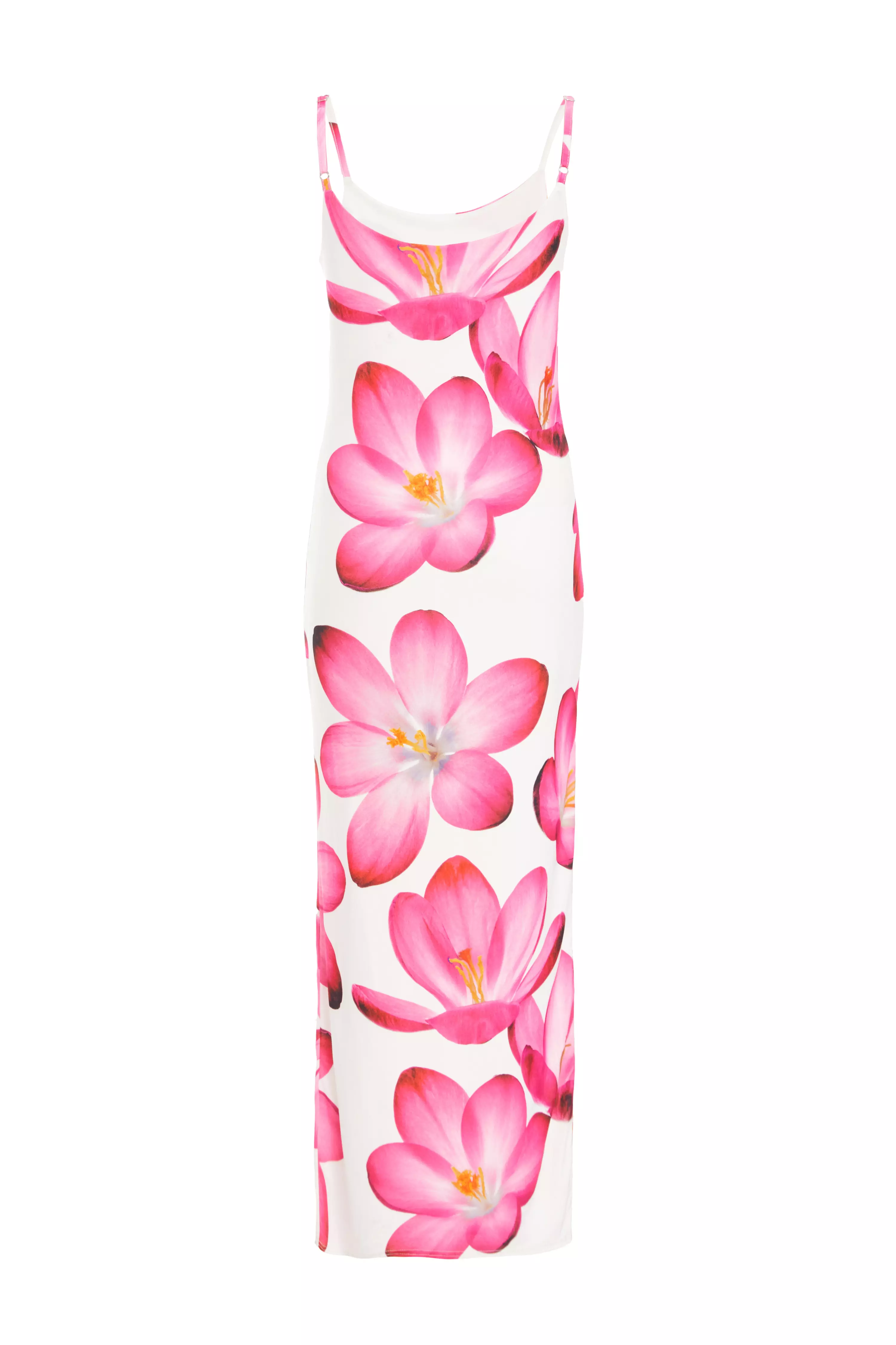 Pink Bold Floral Print Bodycon Maxi Dress