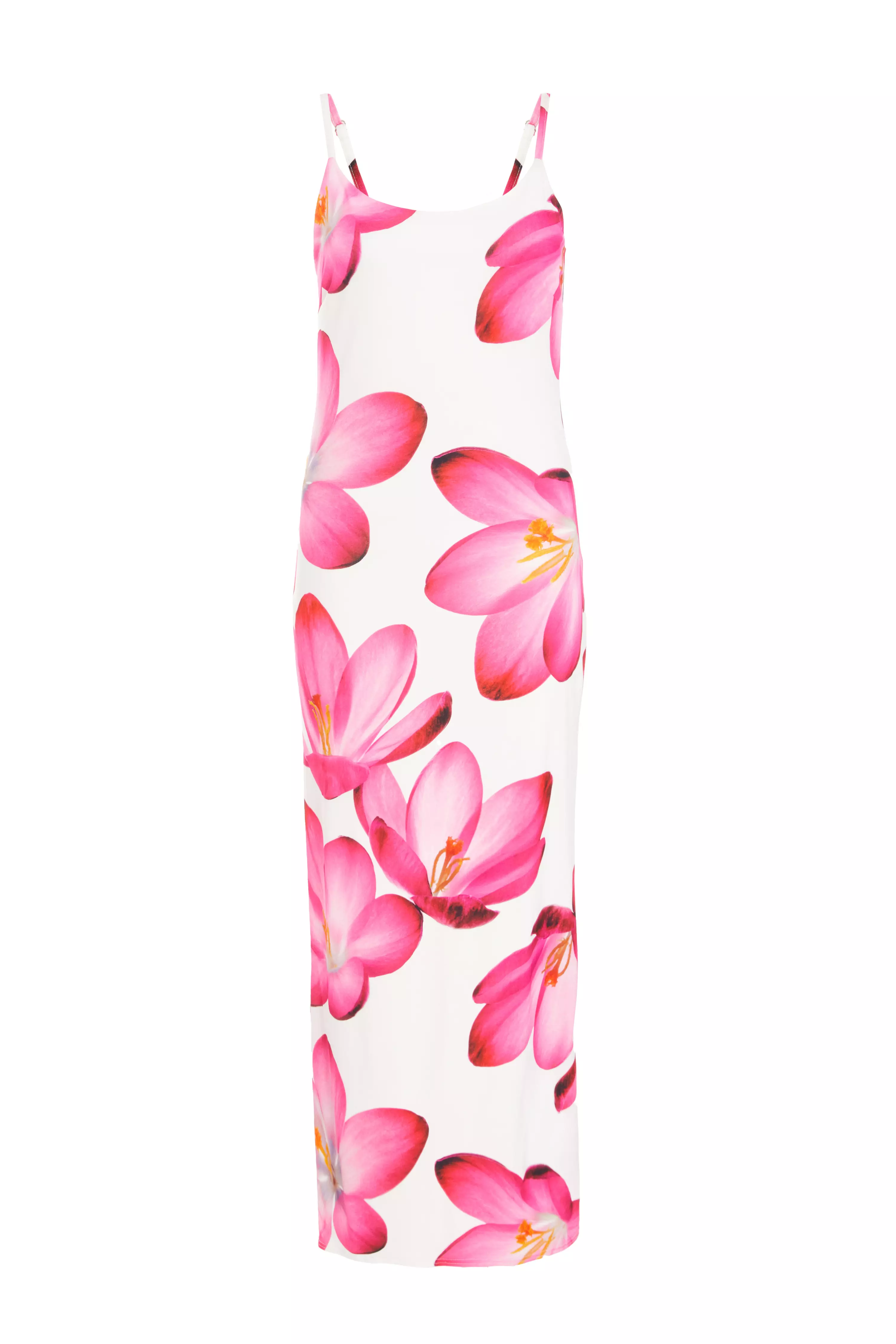 Pink Bold Floral Print Bodycon Maxi Dress