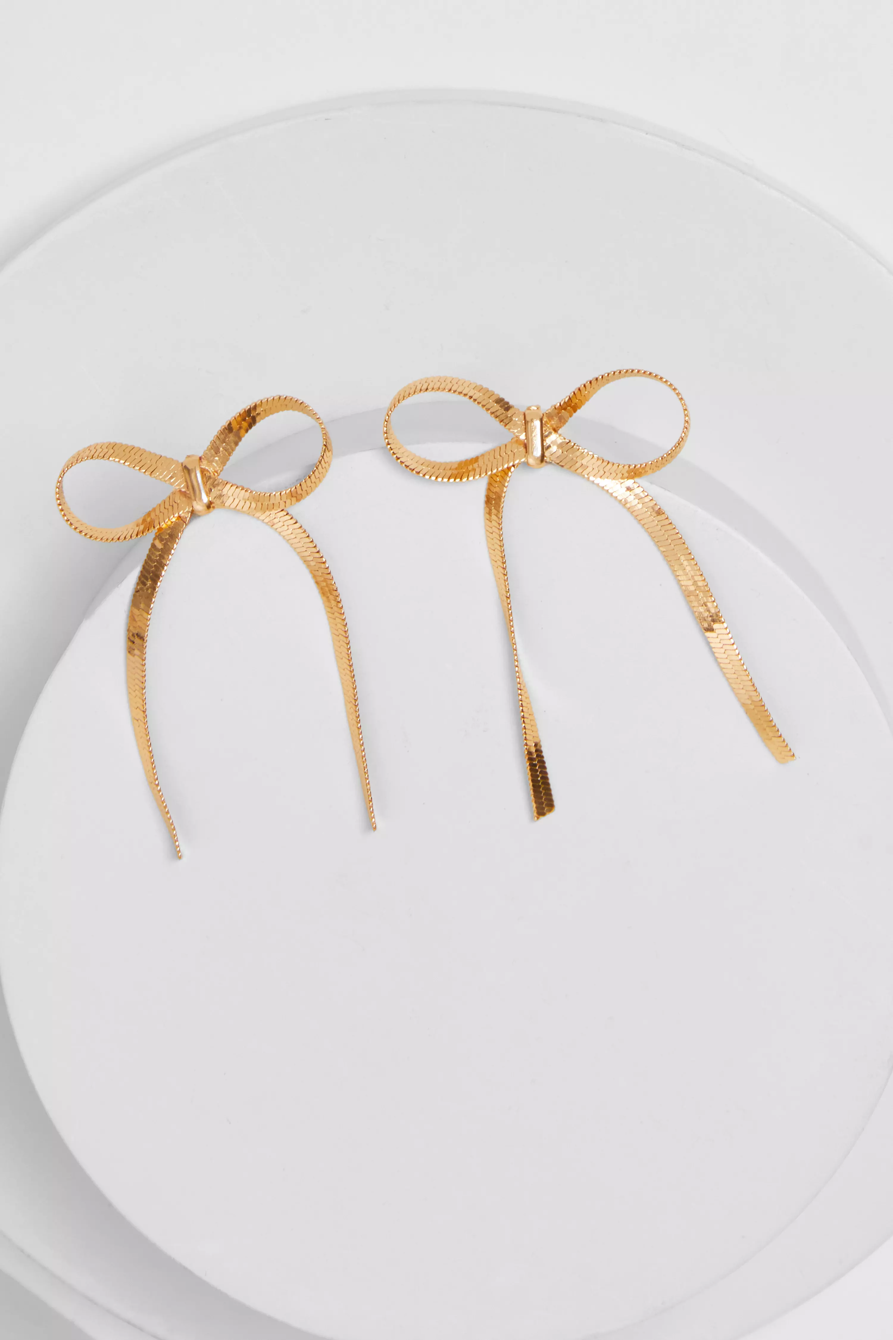 Gold Slinky Metal Bow Earrings