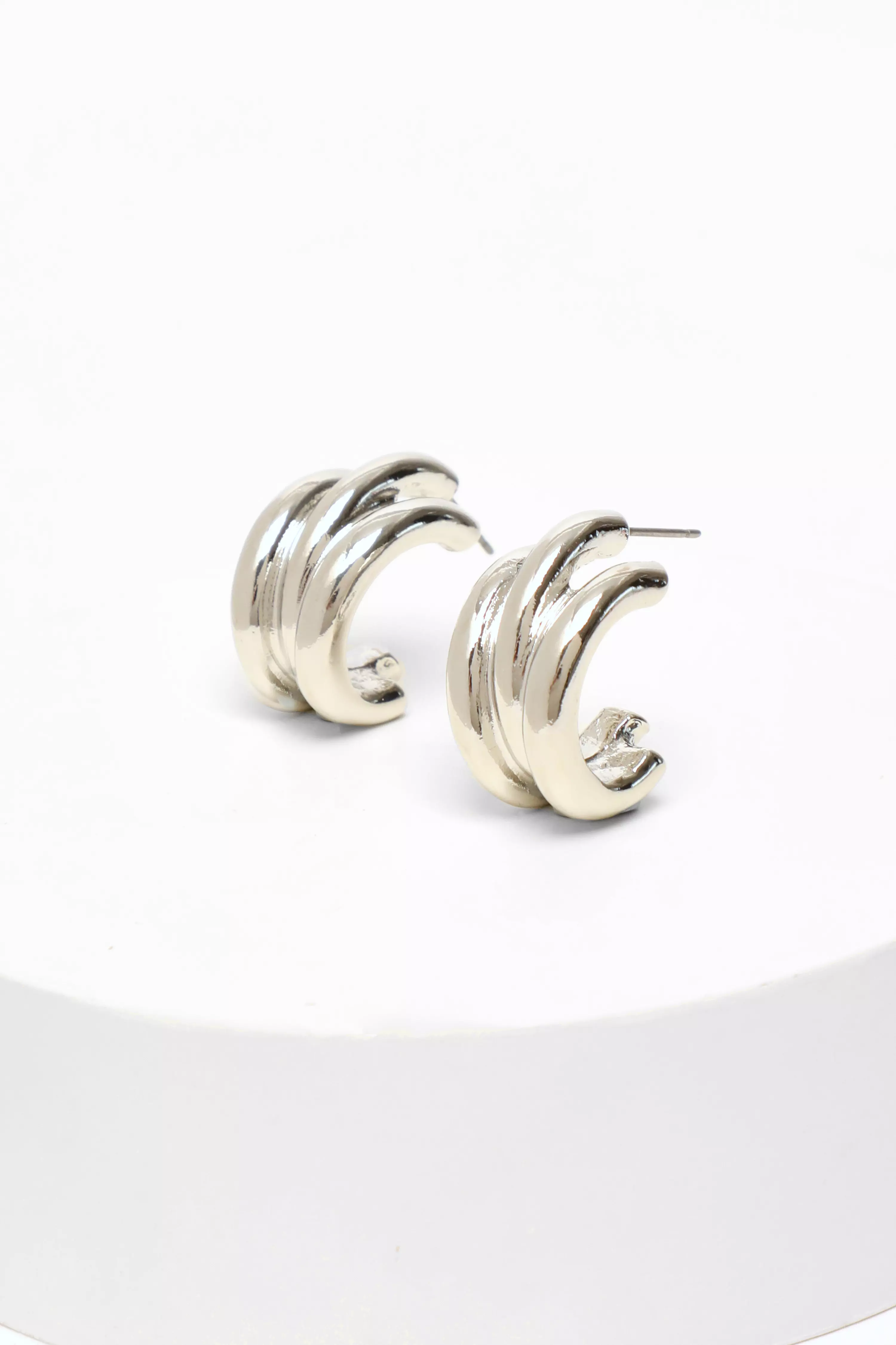 Small Silver Triple Hoop Earrings