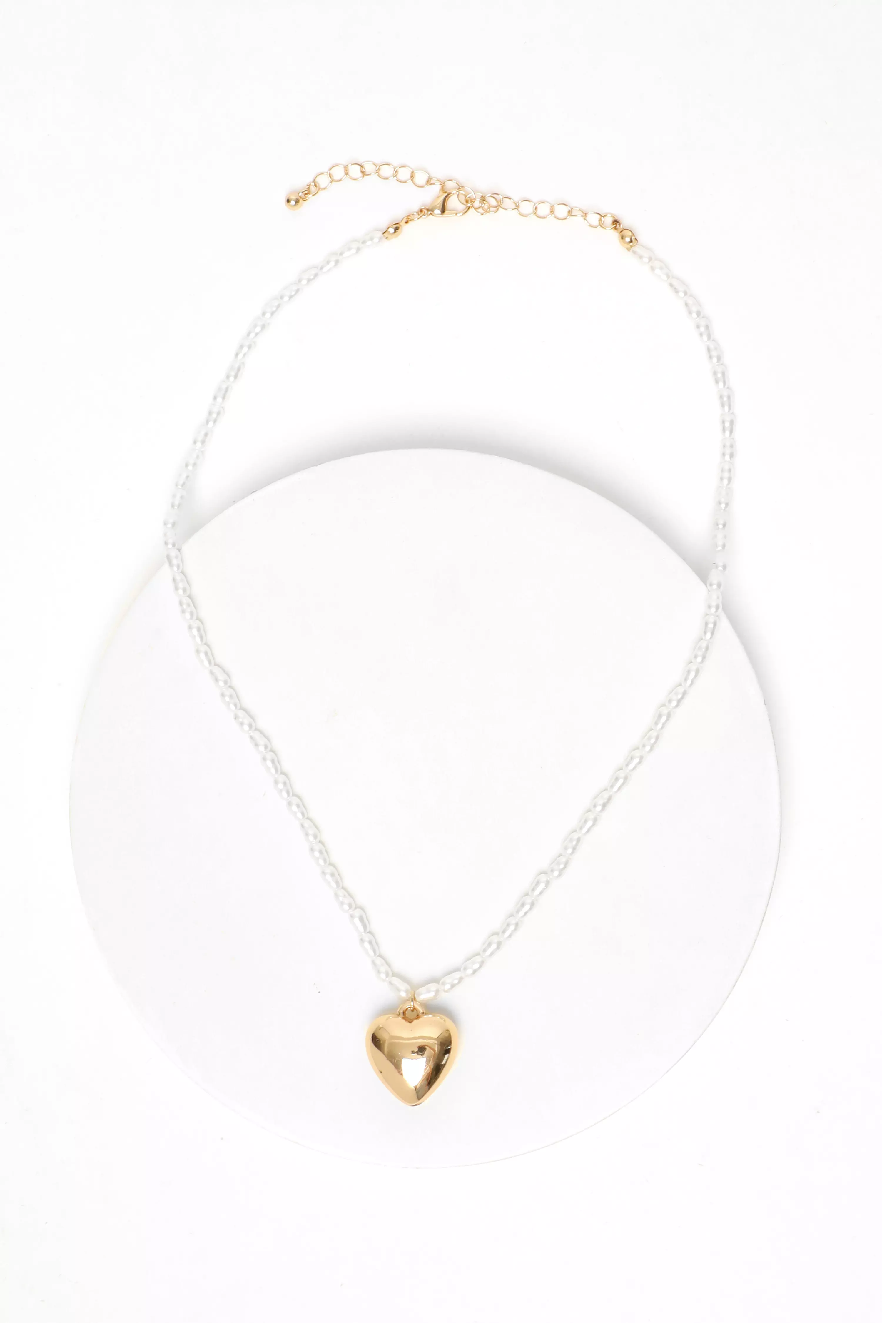 Gold Pearl Heart Necklace