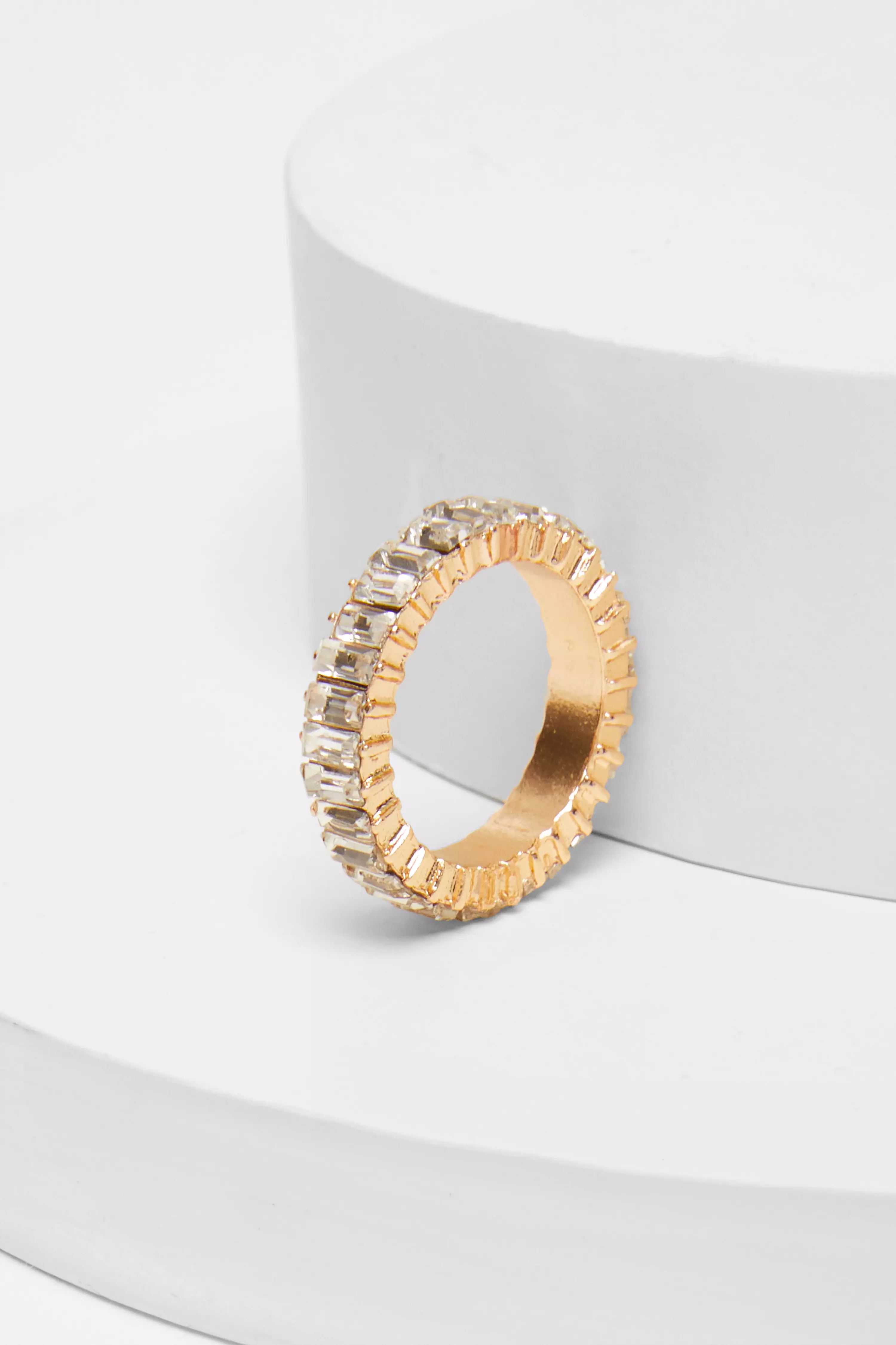 Gold Diamante Baguette Cut Ring