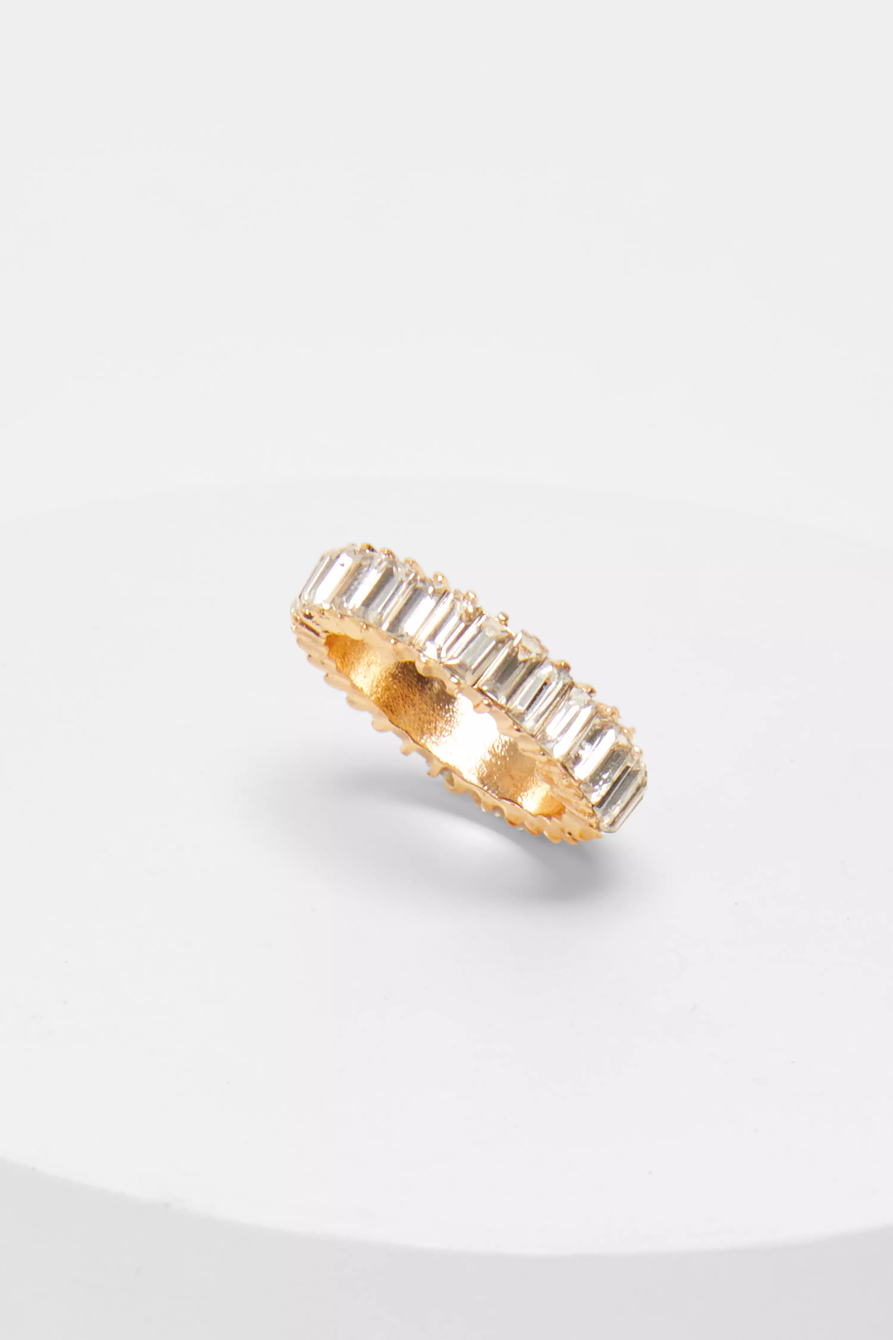 Gold Diamante Baguette Cut Ring