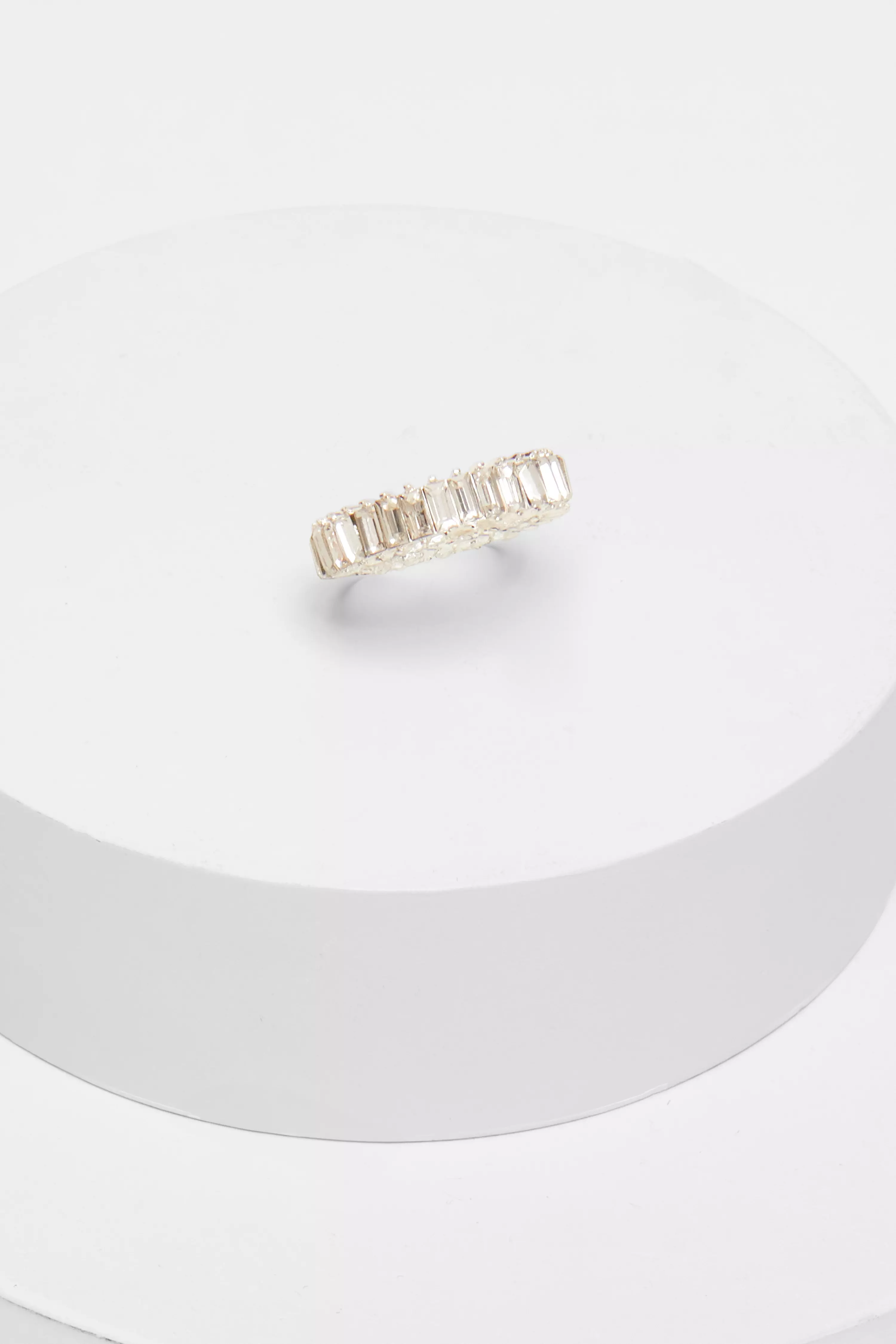 Silver Diamante Baguette Cut Ring