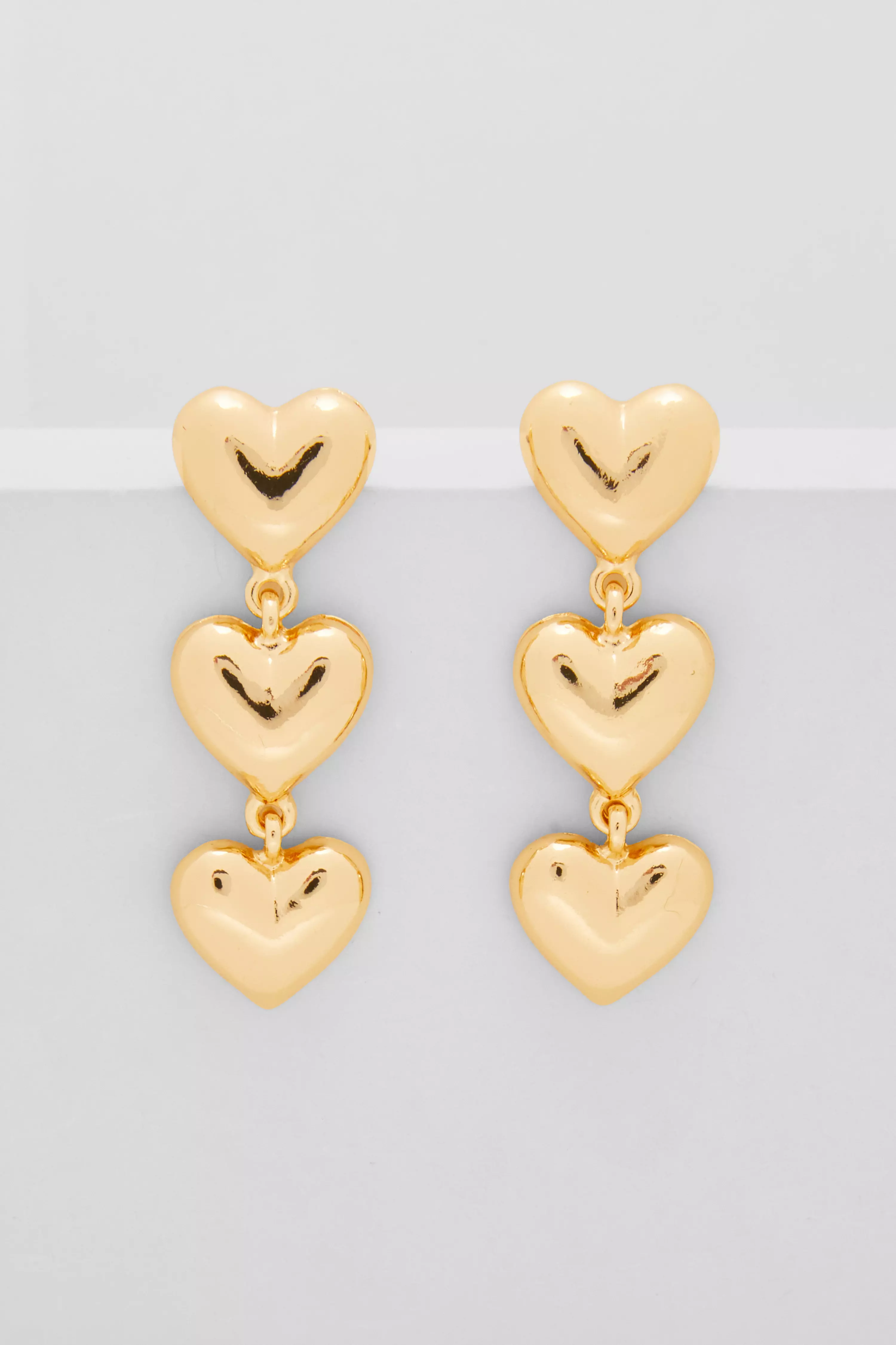 Gold Heart Drop Earrings
