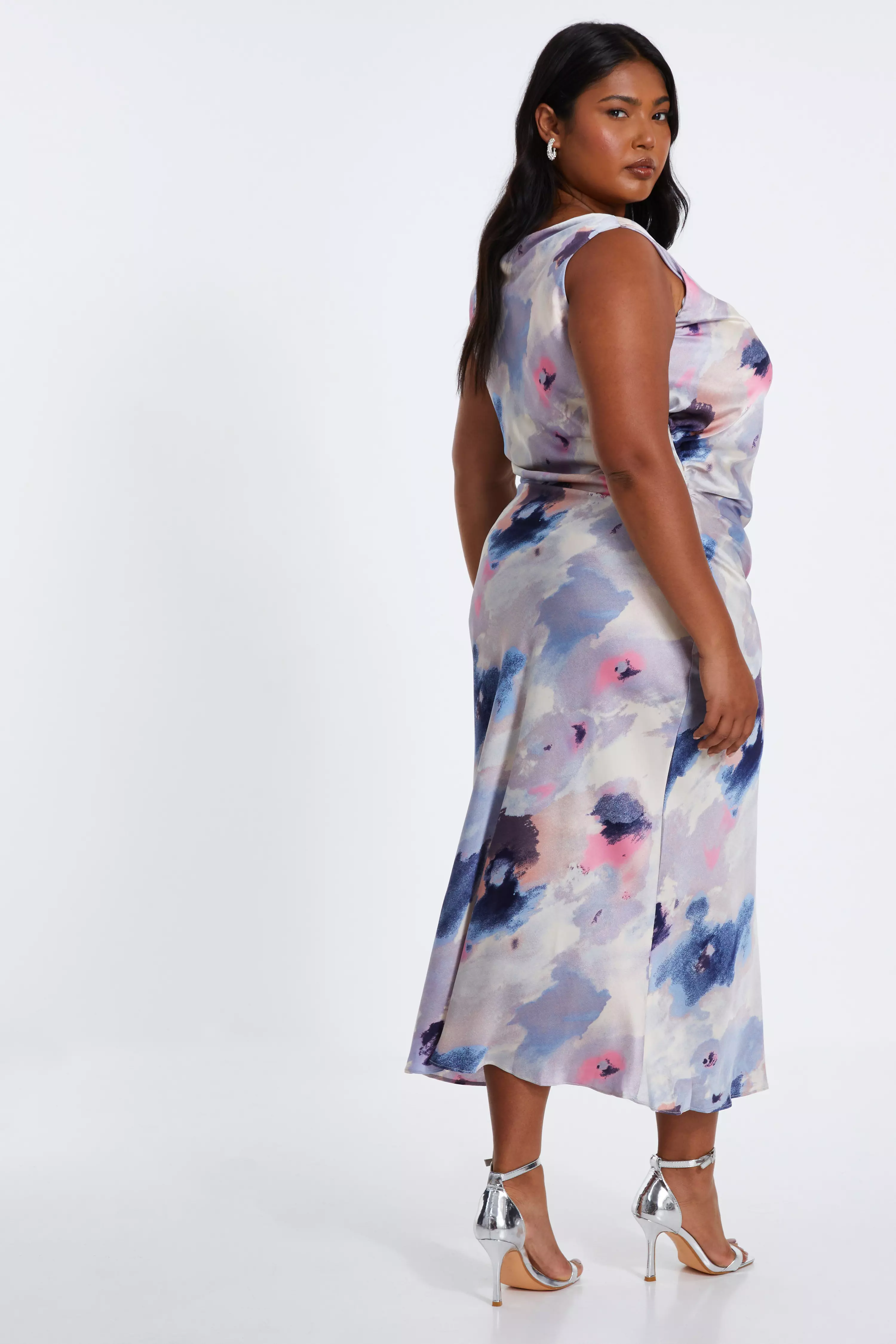 Curve Multicoloured Marble Print Maxi Dress