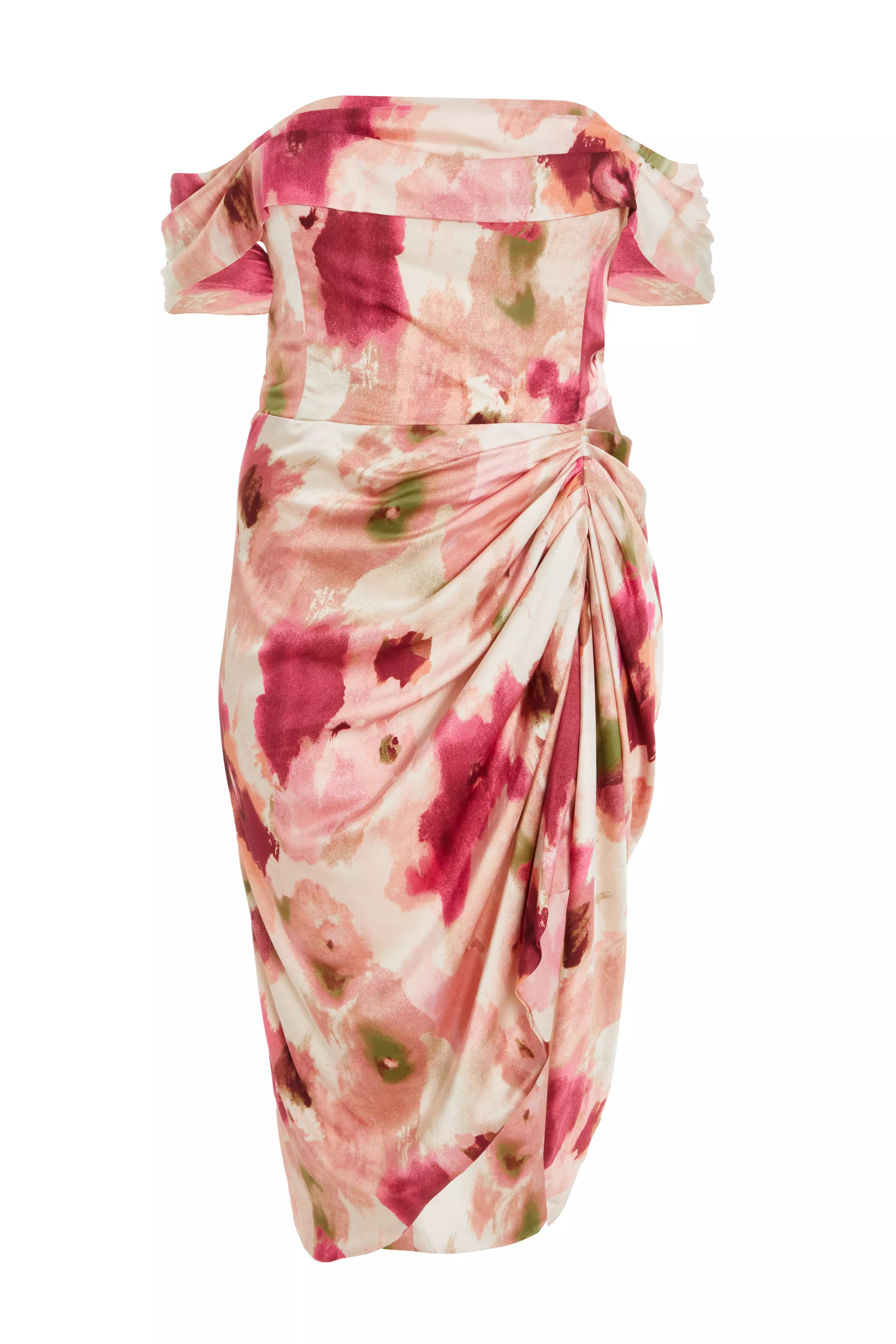 Curve Pink Marble Print Midi Dress