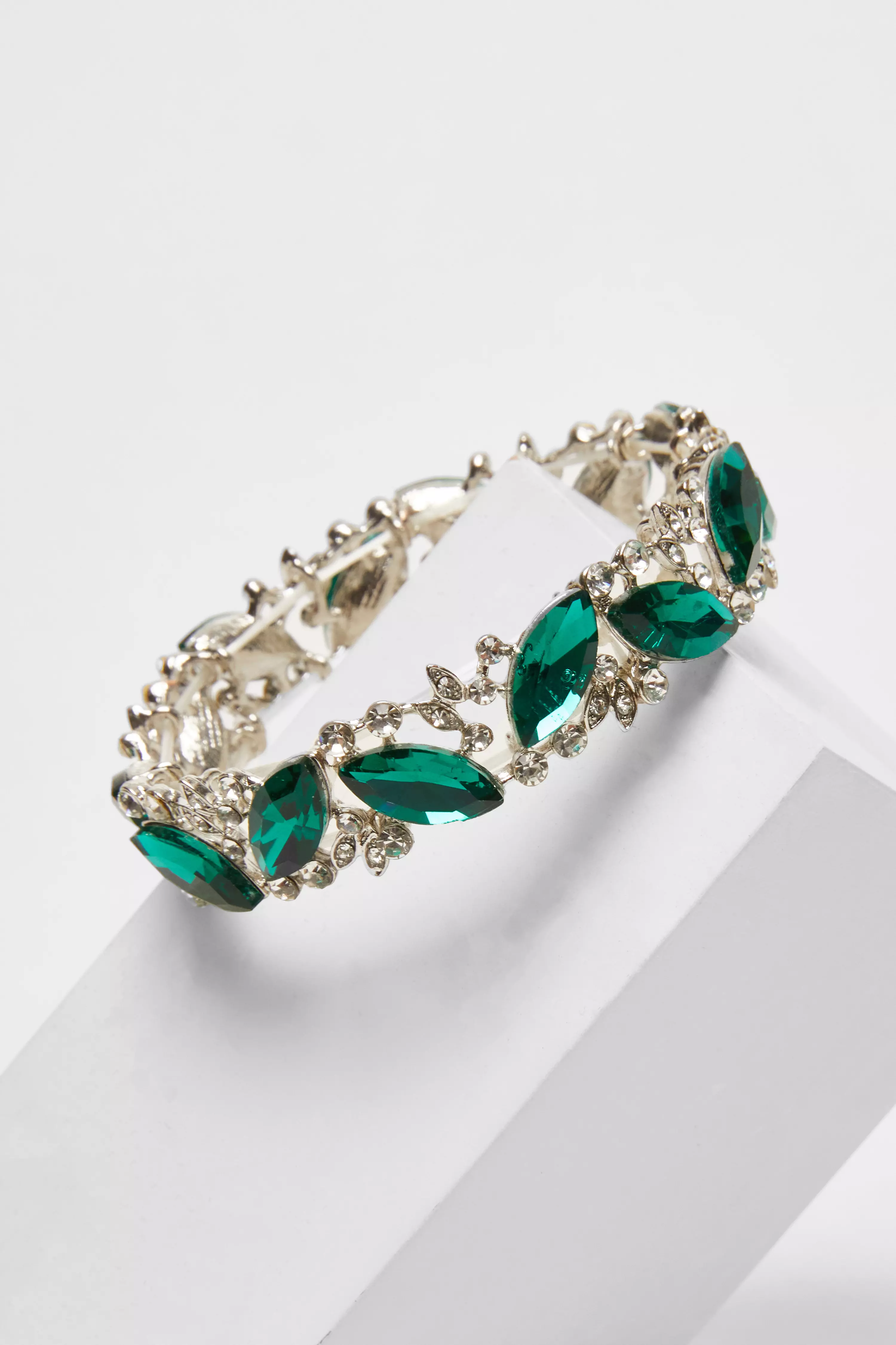 Green Diamante Oval Jewel Bracelet
