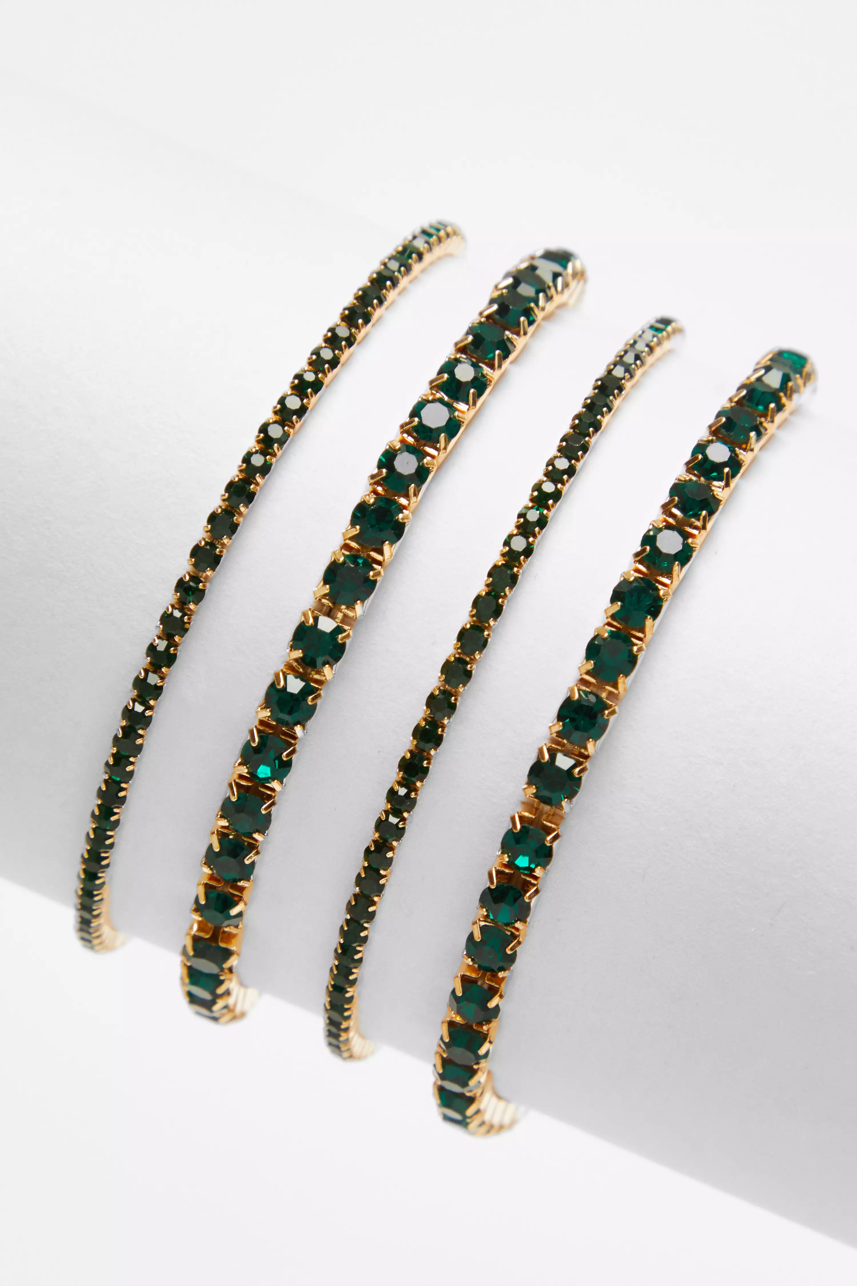 Green Diamante Stretch Bracelet