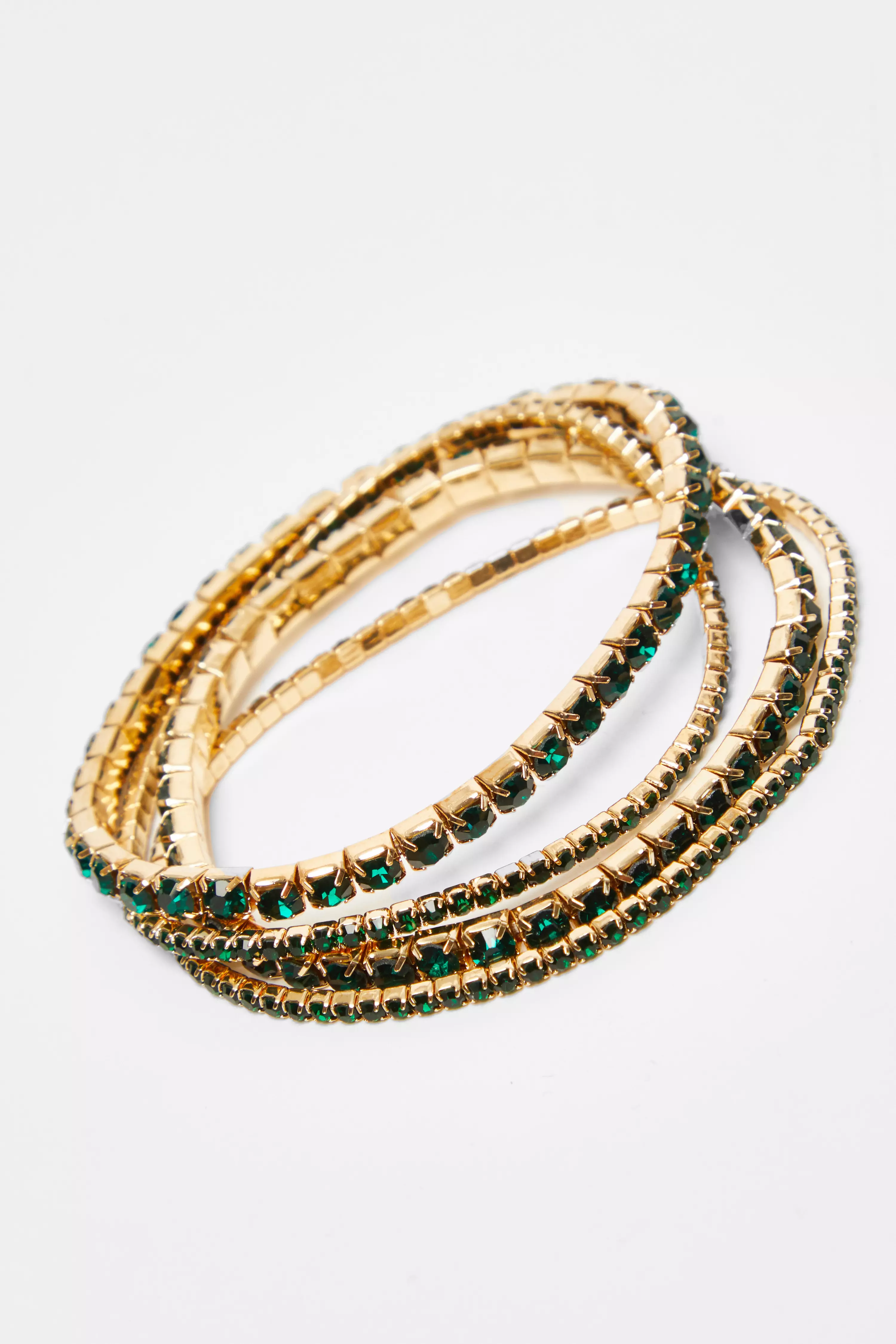 Green Diamante Stretch Bracelet