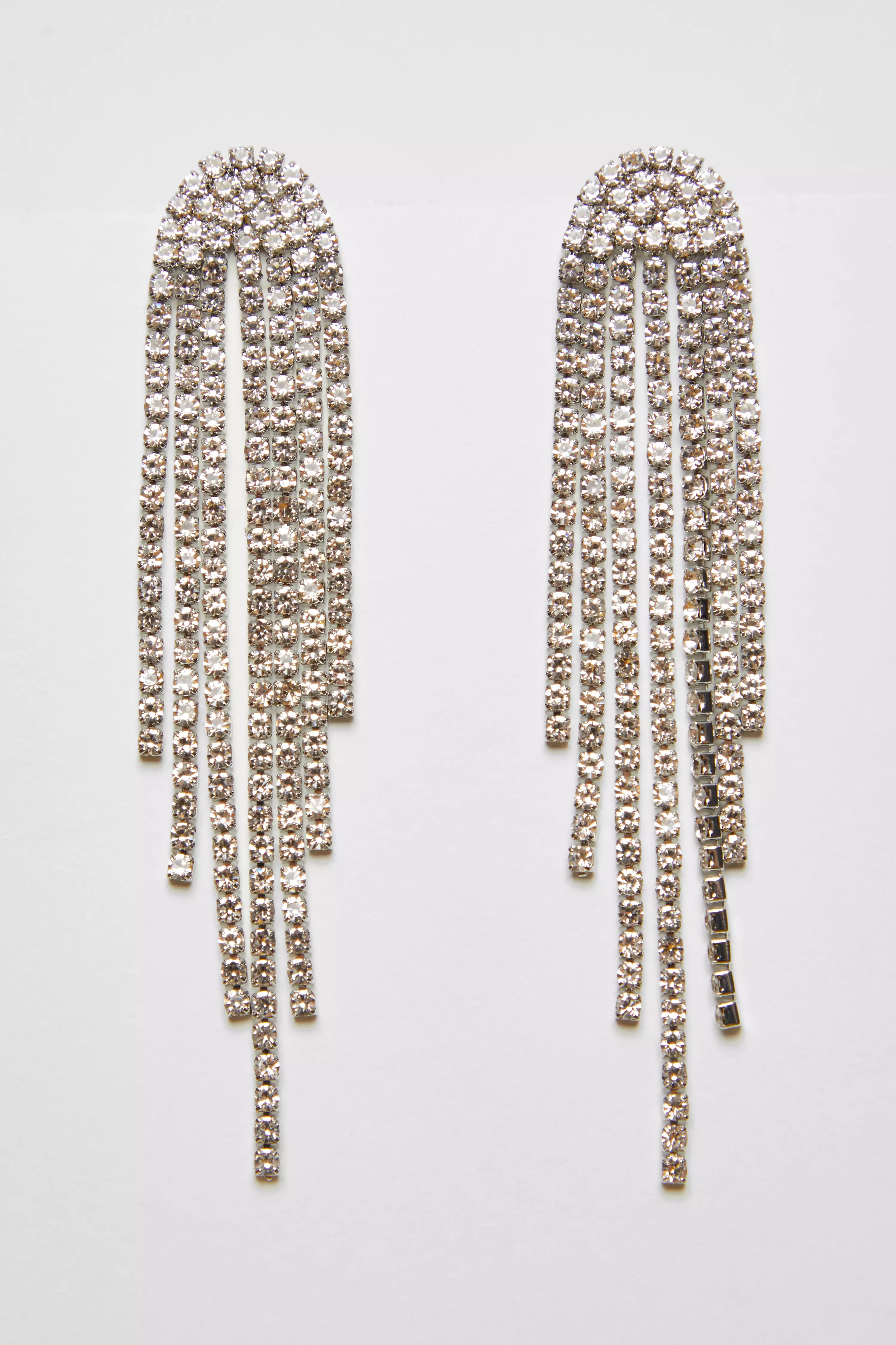 Silver Diamante Fringe Earrings