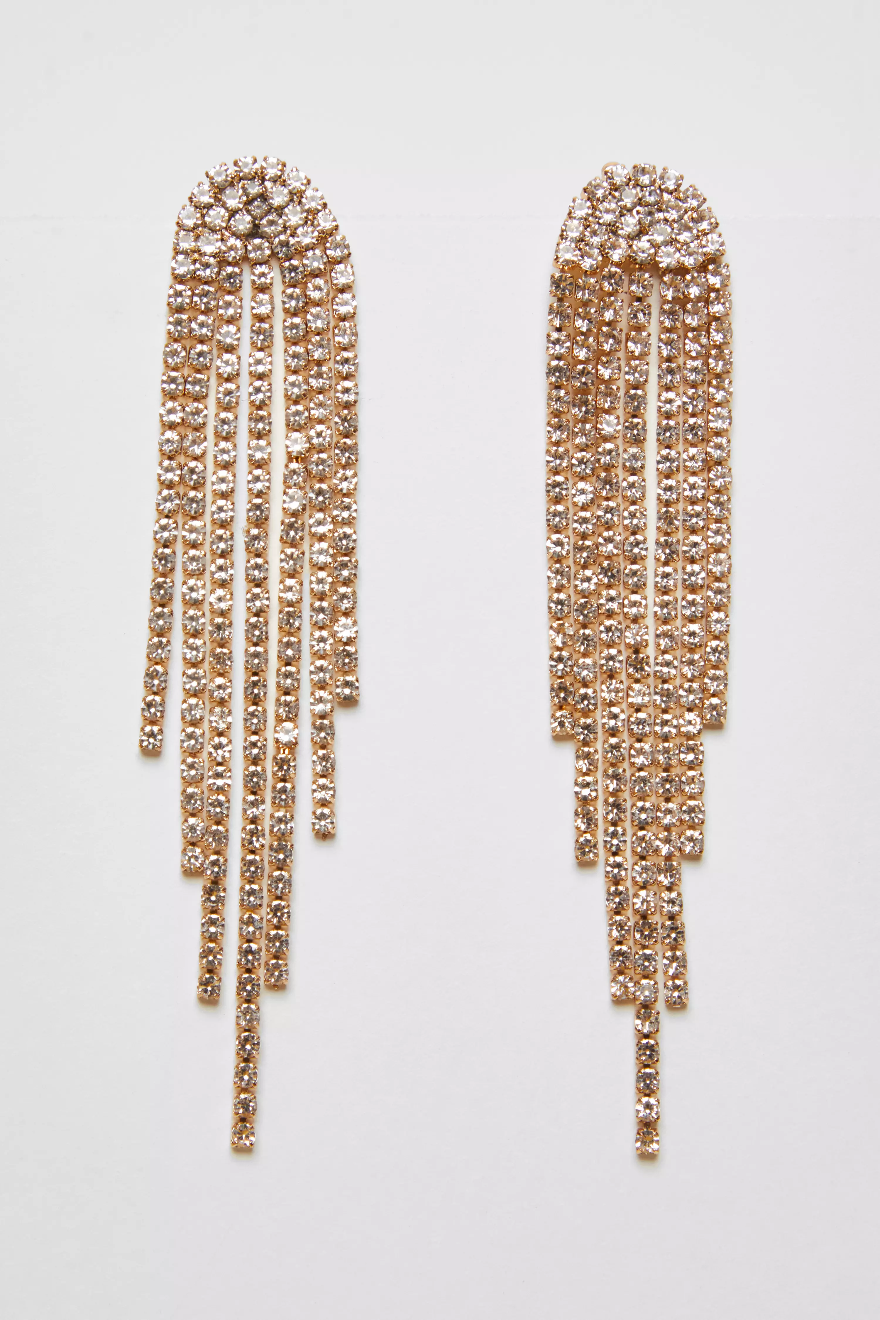 Gold Diamante Fringe Earrings