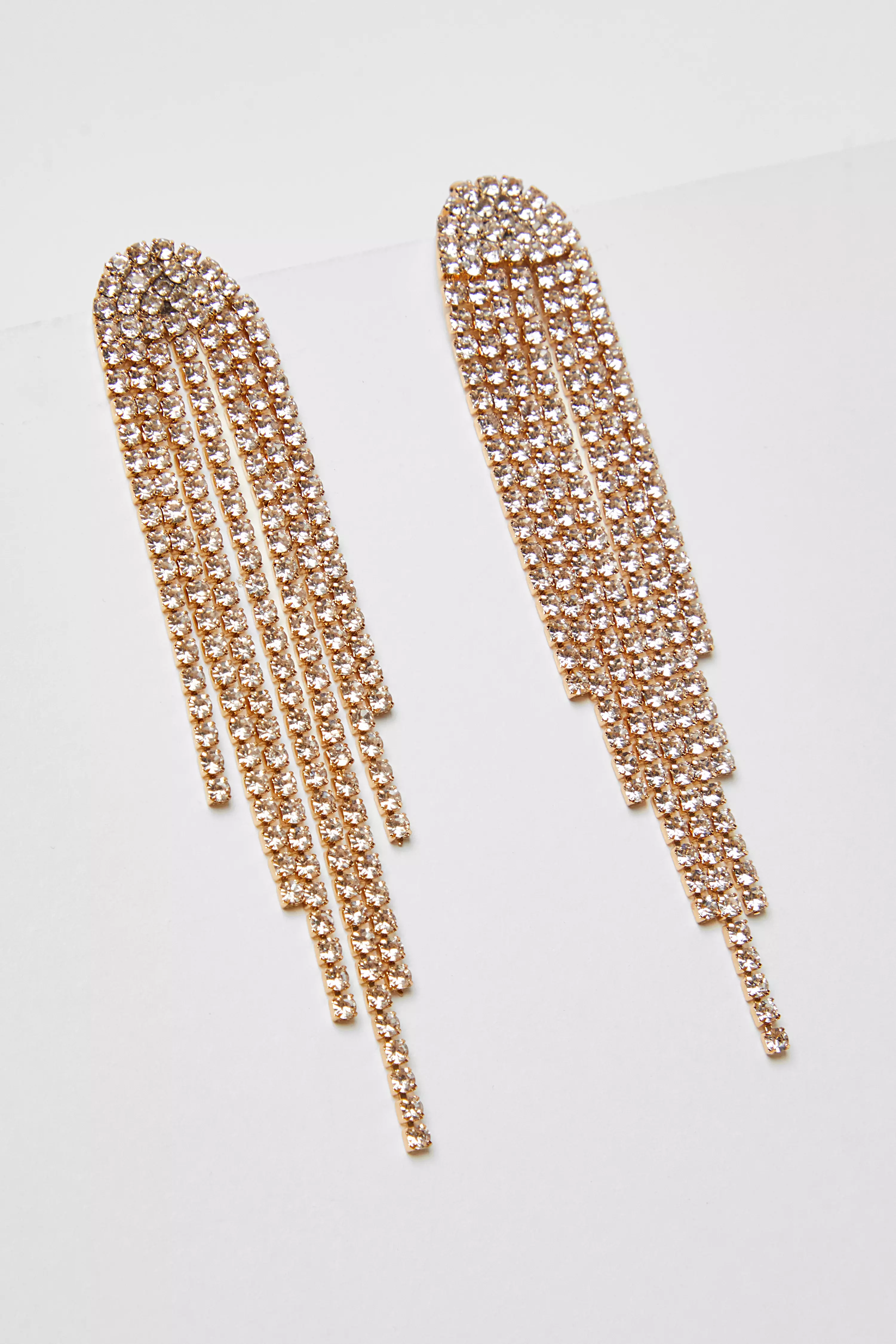 Gold Diamante Fringe Earrings