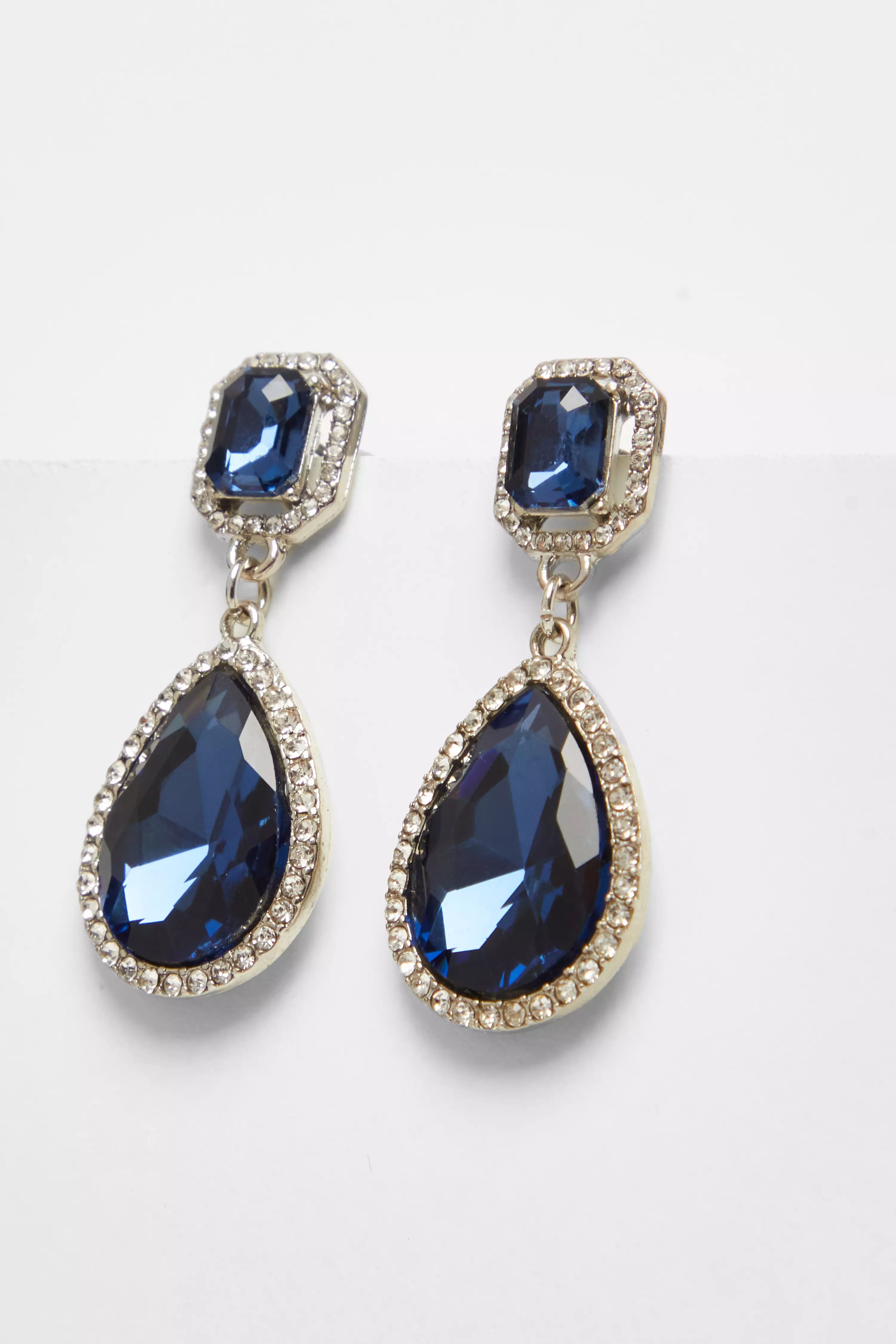 Navy Diamante Teardrop Earring