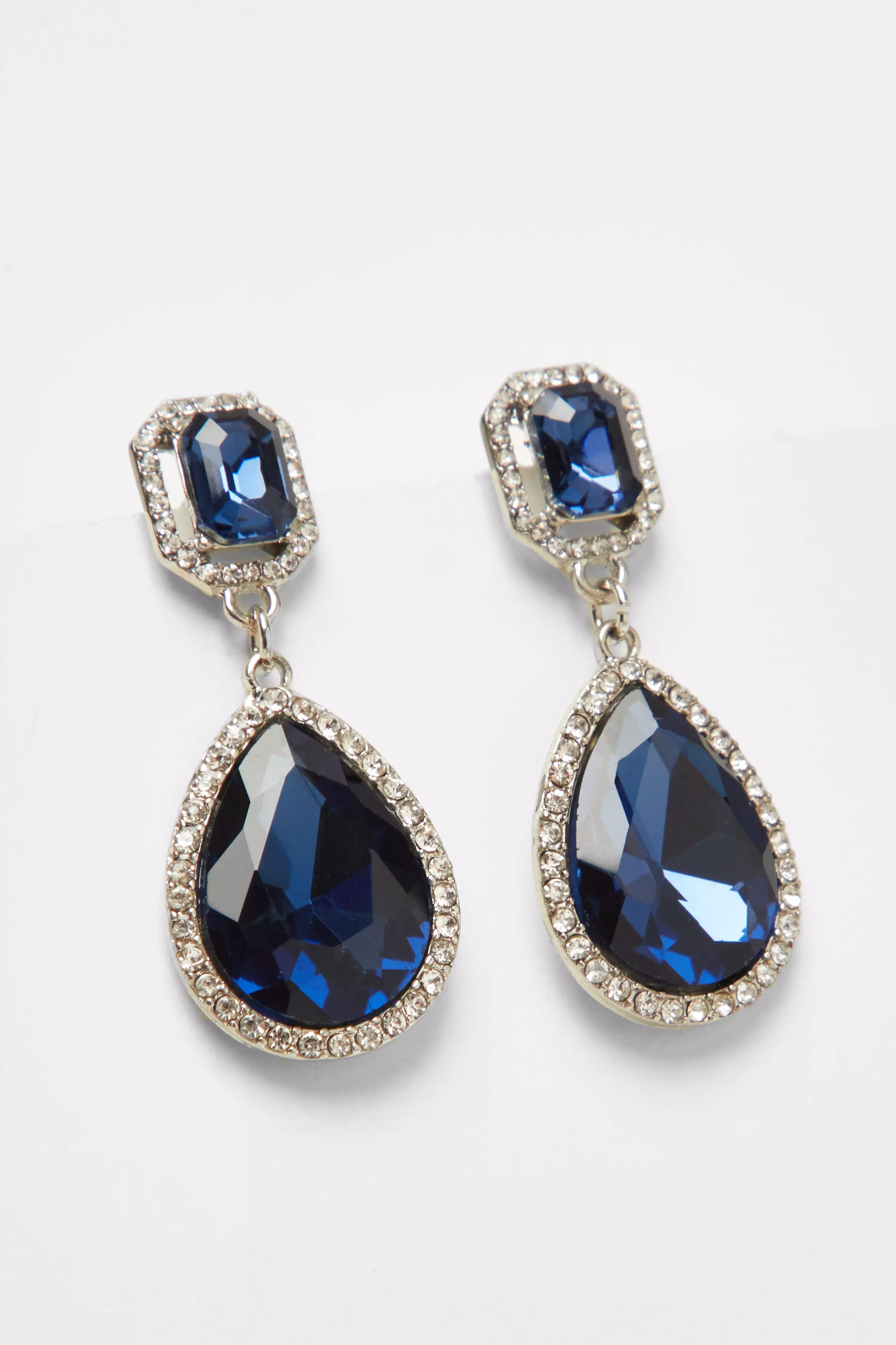 Navy Diamante Teardrop Earring