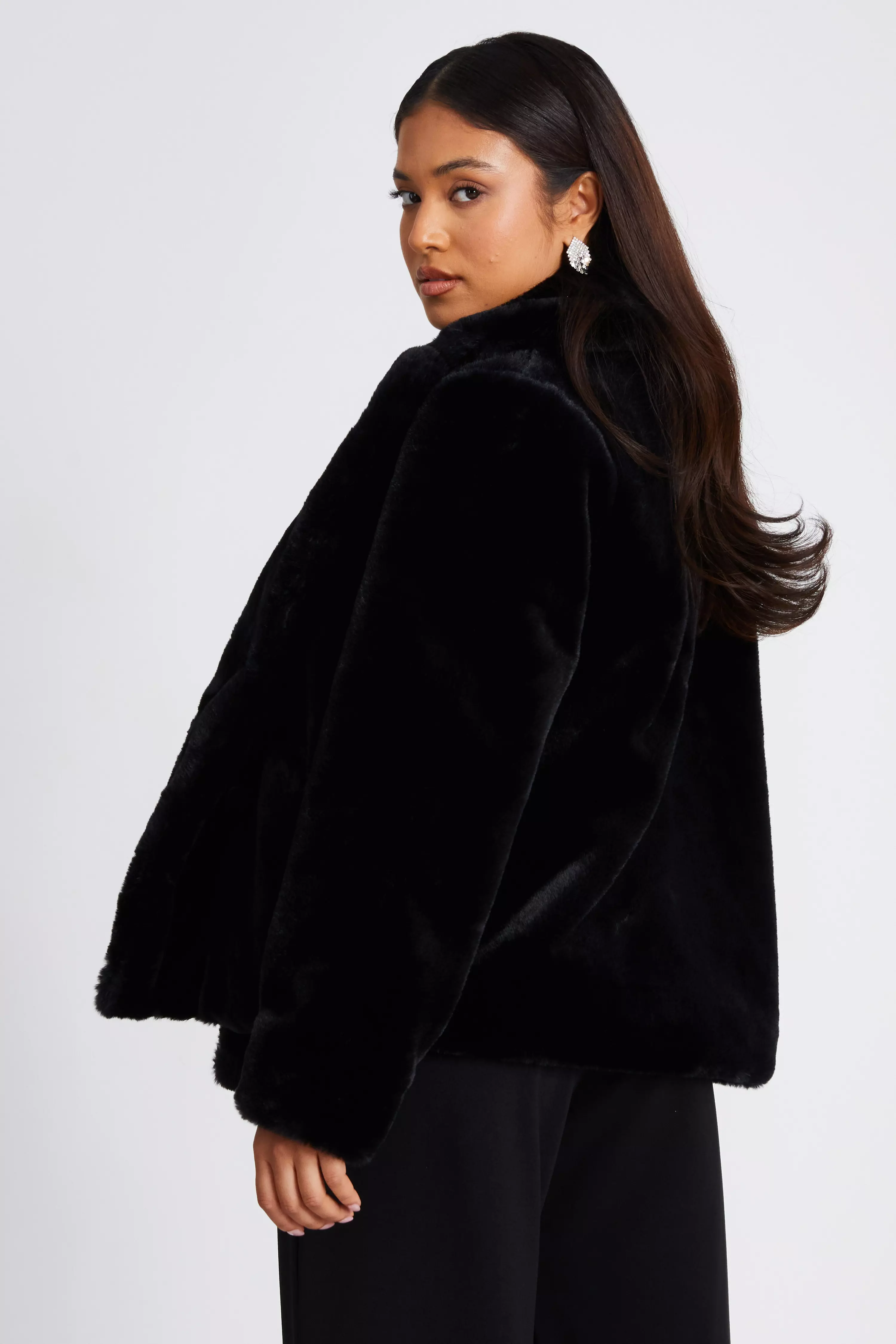 Petite Black Faux Fur Jacket