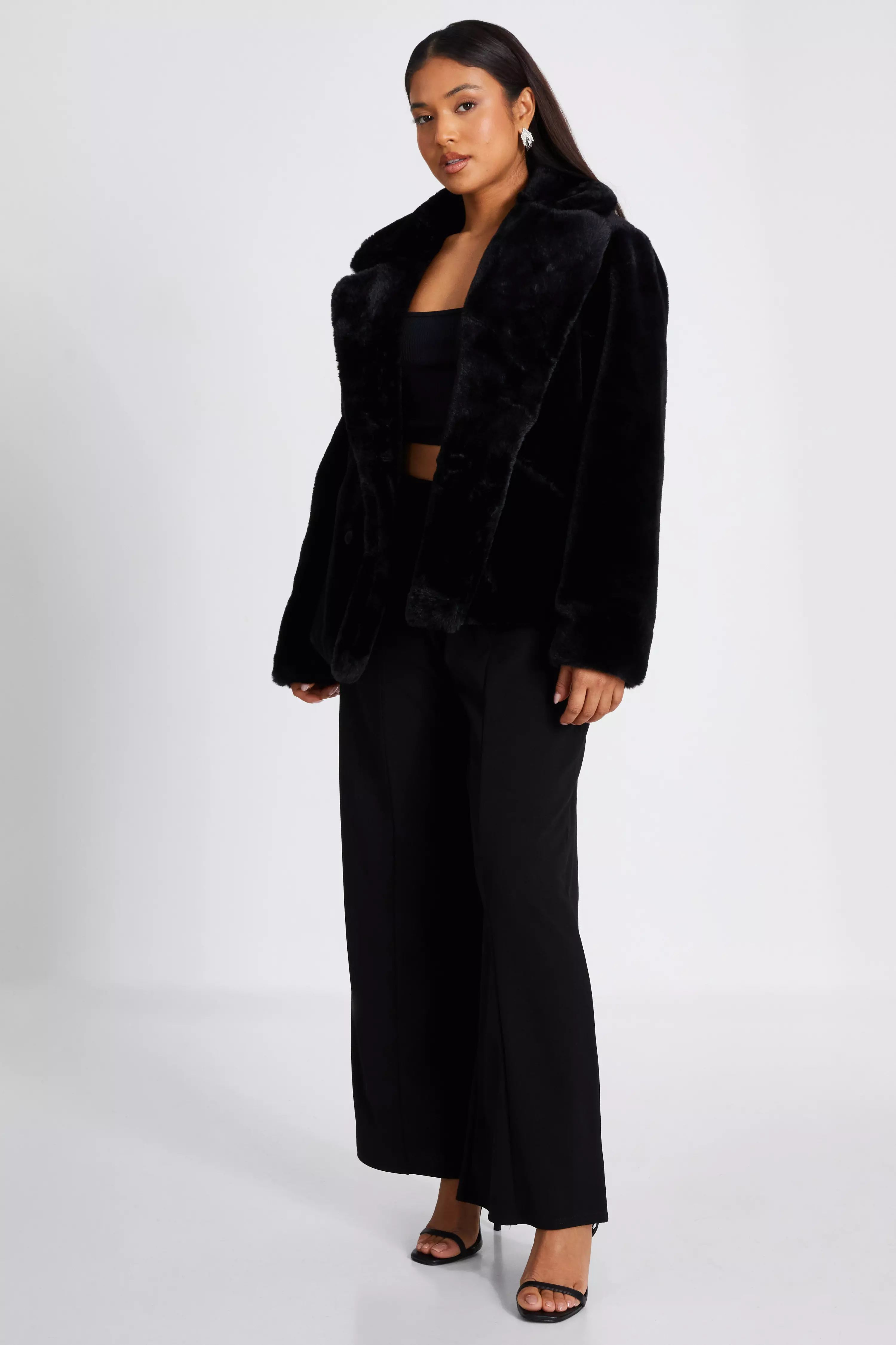 Petite Black Faux Fur Jacket