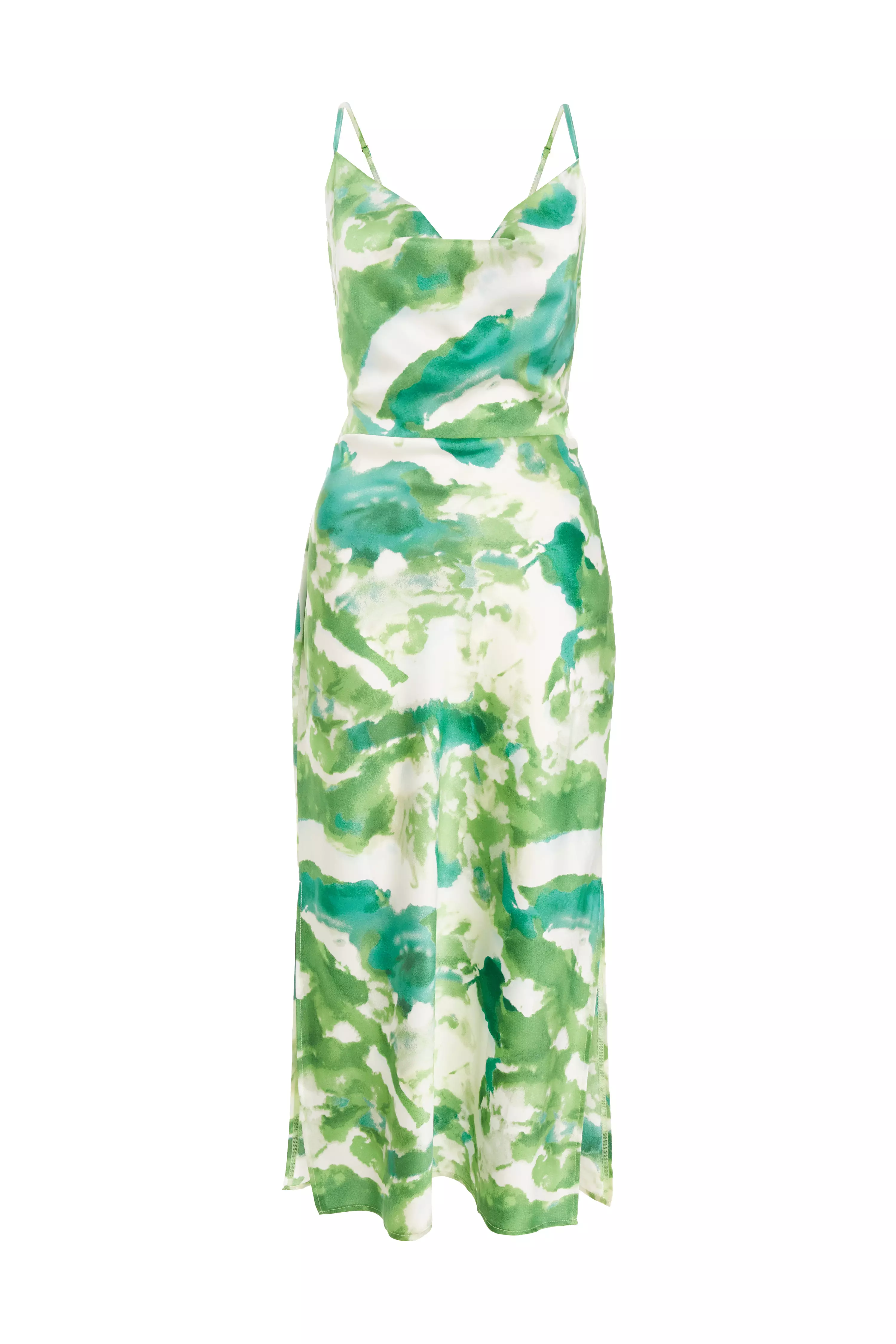 Petite Green Marble Print Midaxi Dress