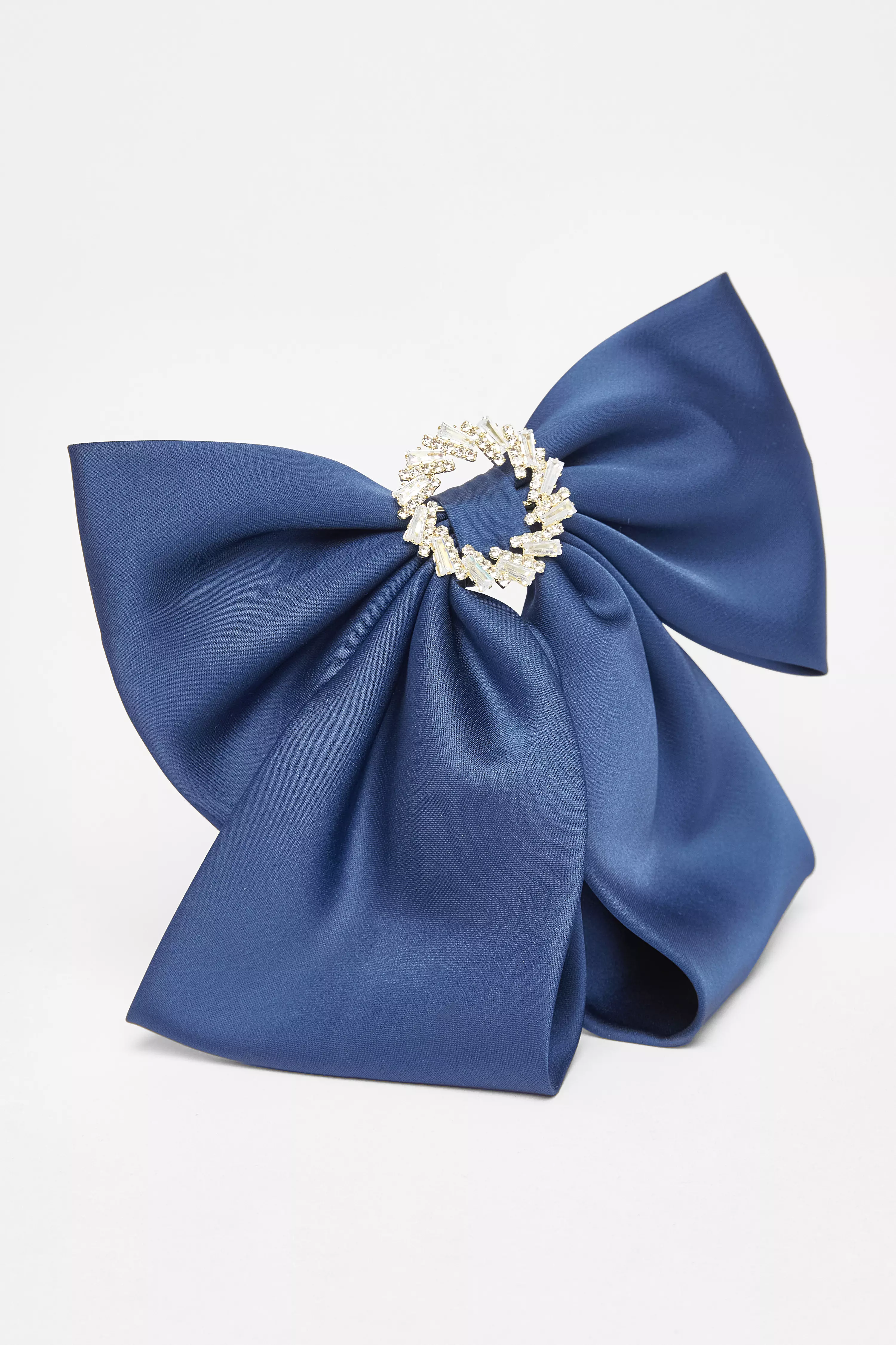 Navy Jewel Brooch Hair Bow