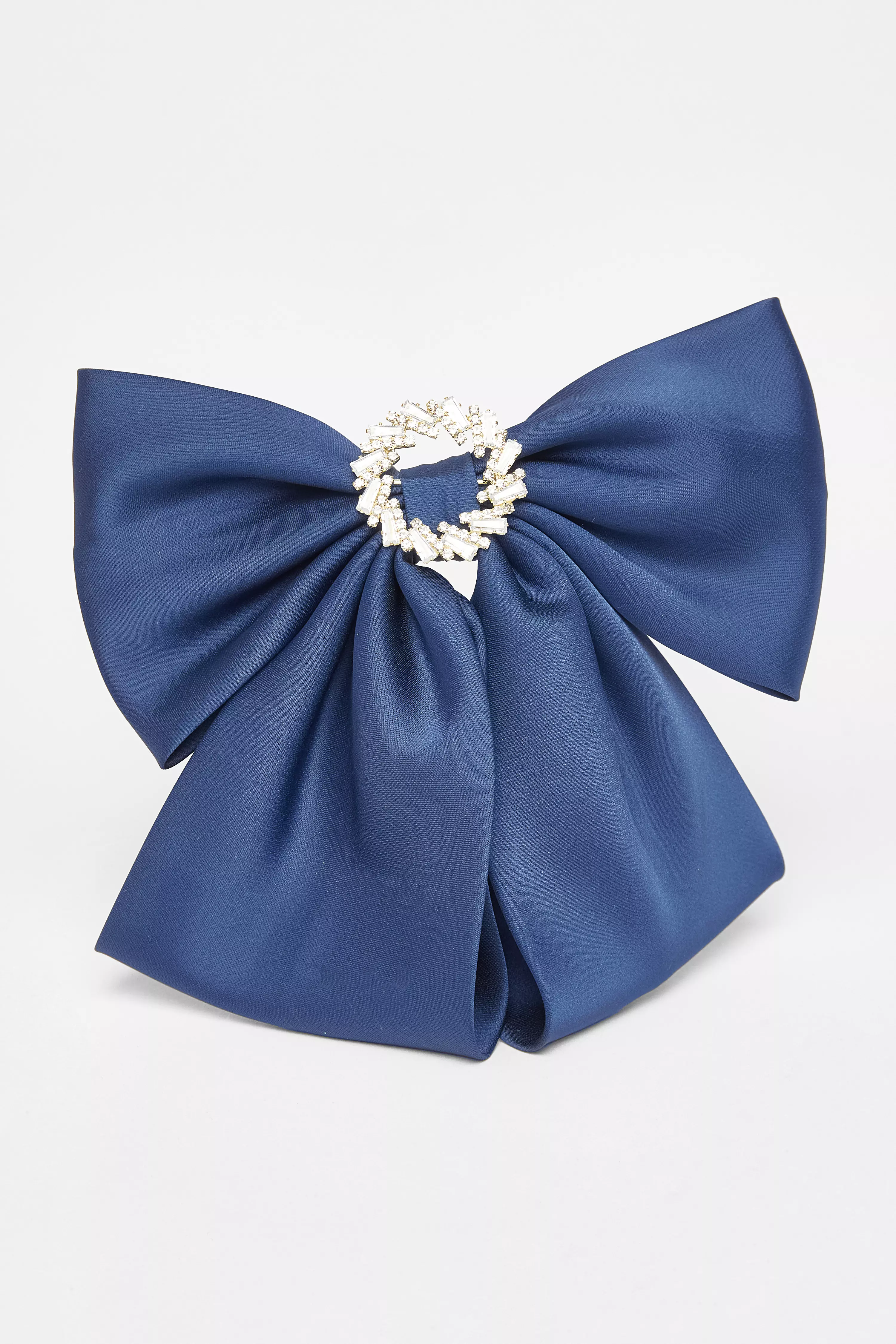 Navy Jewel Brooch Hair Bow