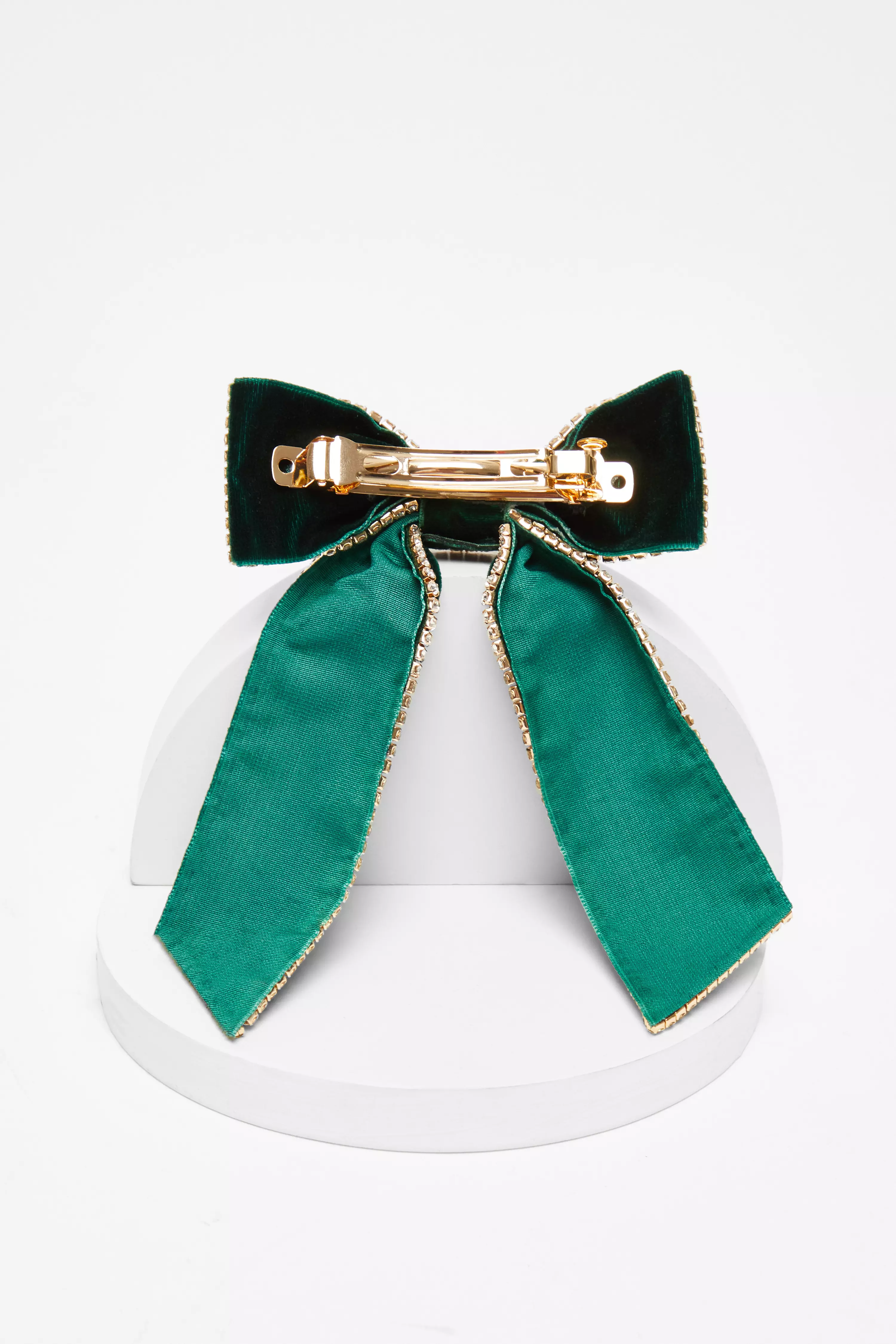 Bottle Green Velvet Hair Bow