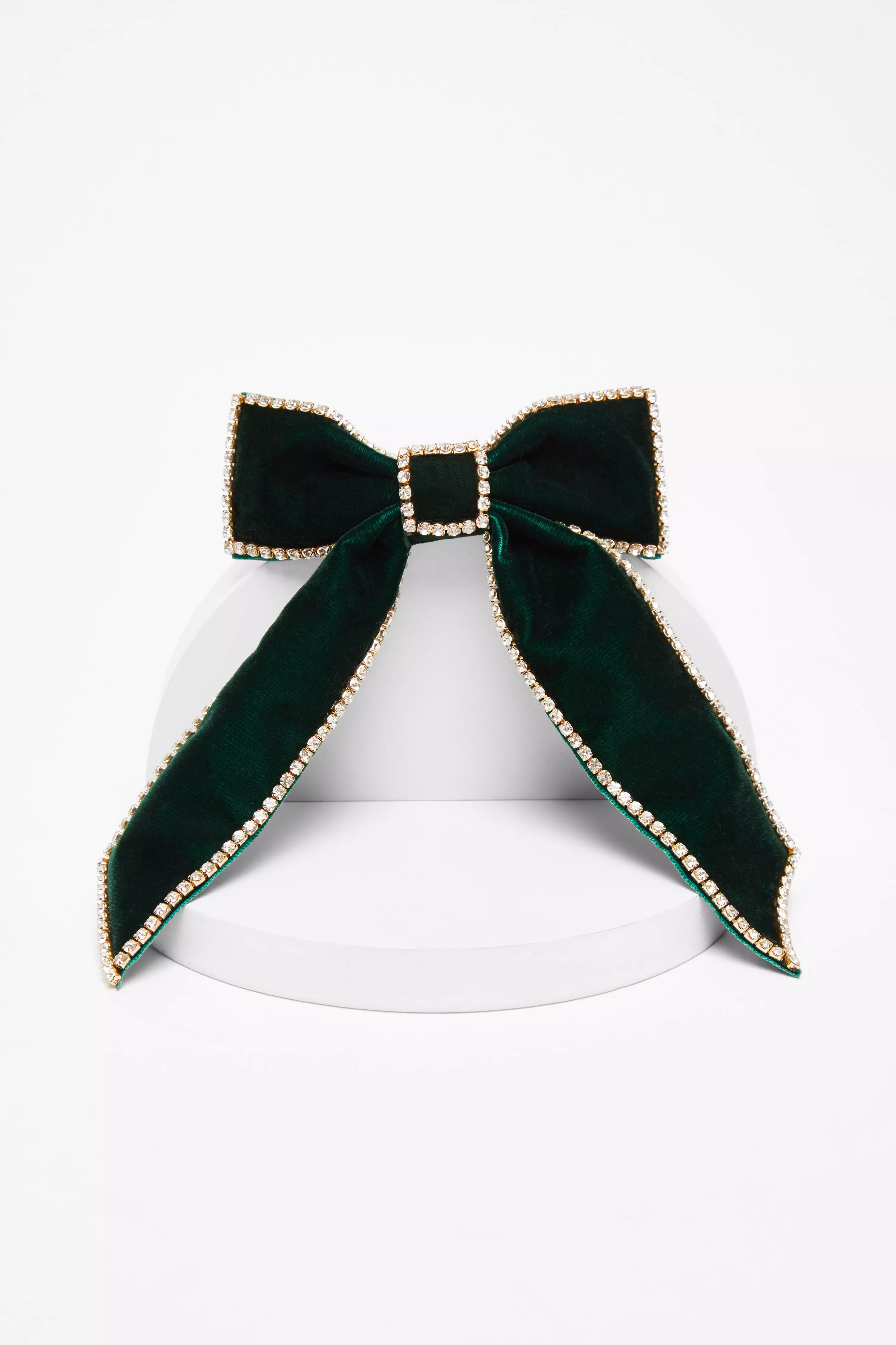 Bottle Green Velvet Hair Bow