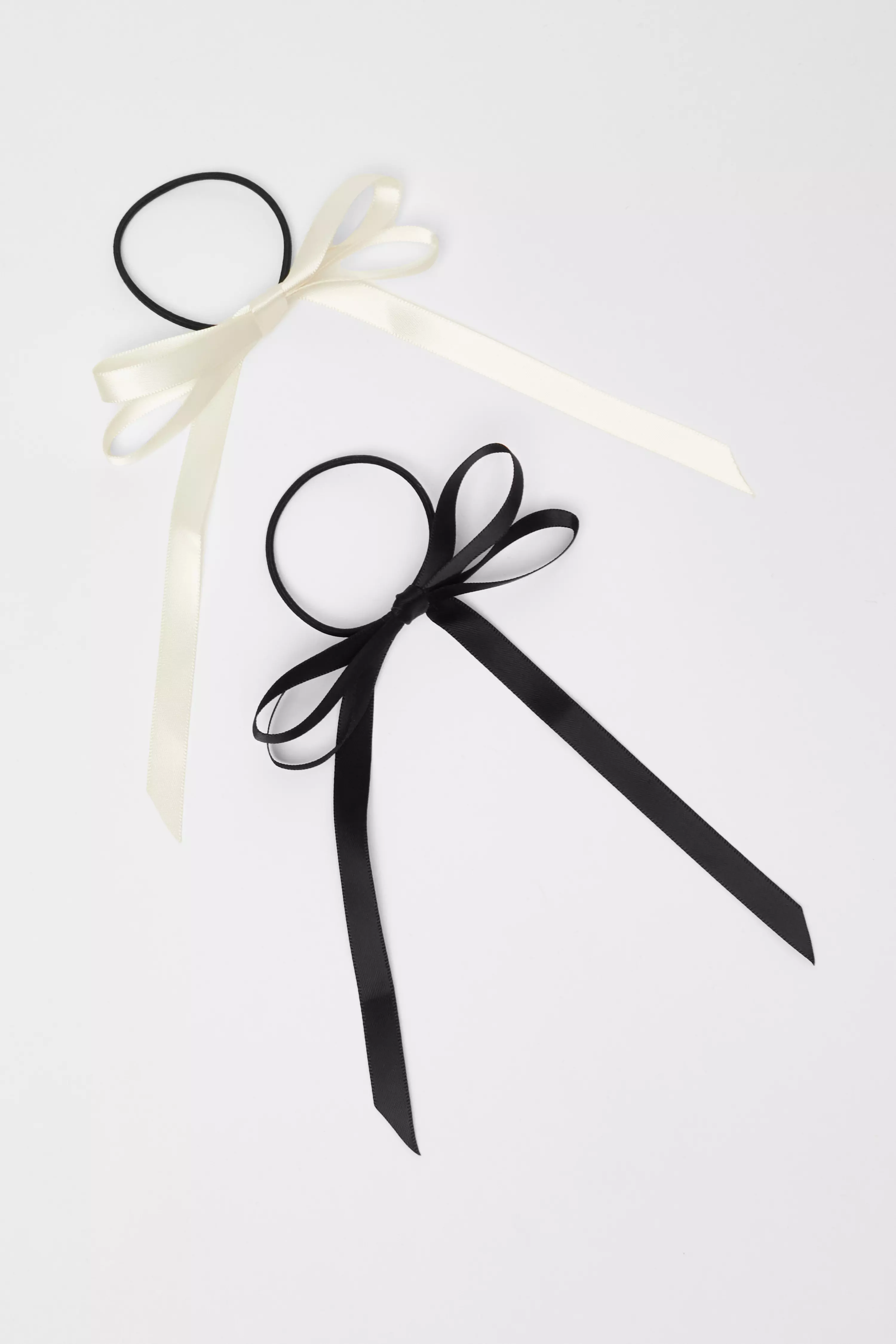 Black 2 Pack Satin Hair Tie Bows