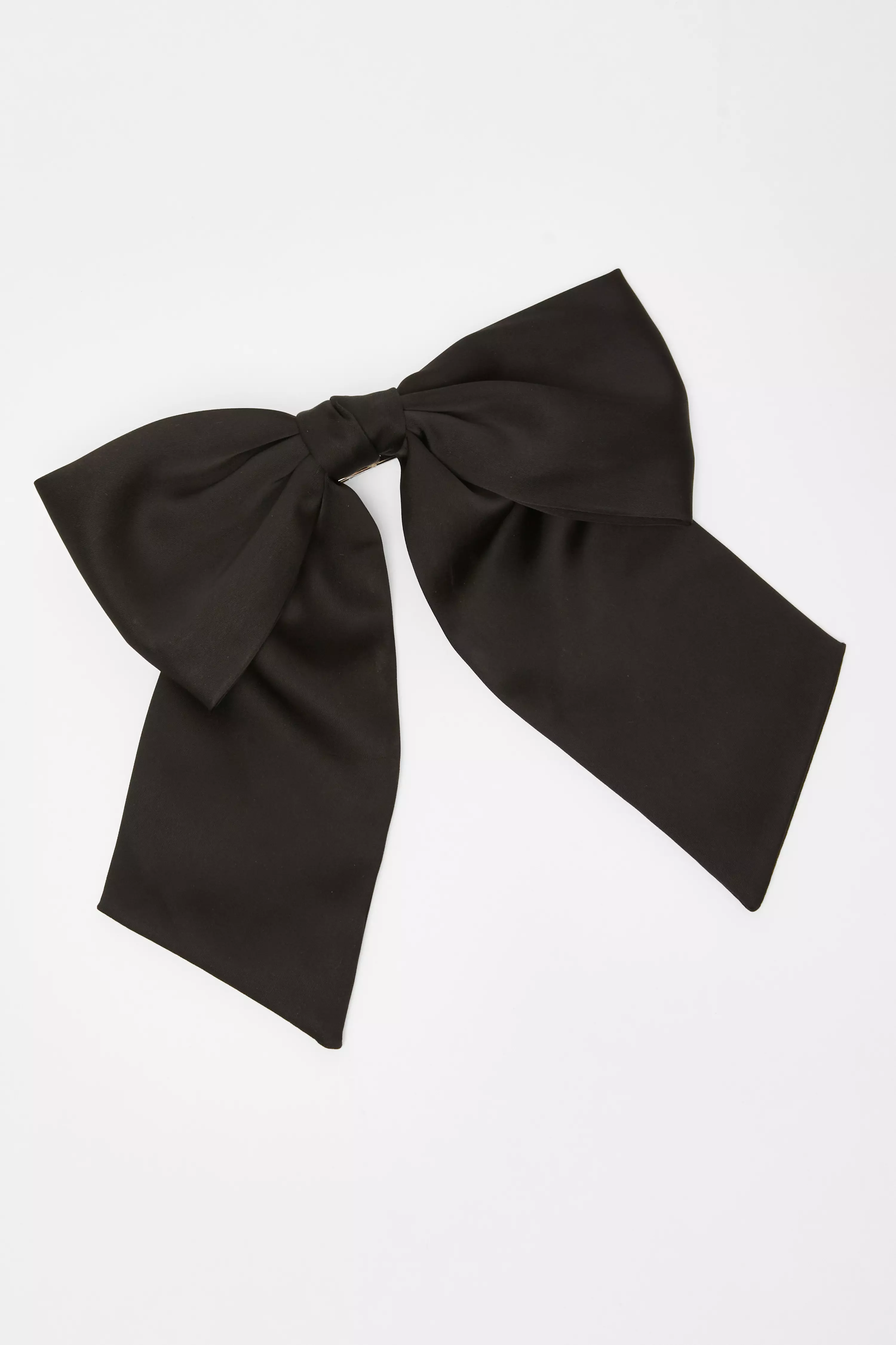 Black Large Satin Hair Bow