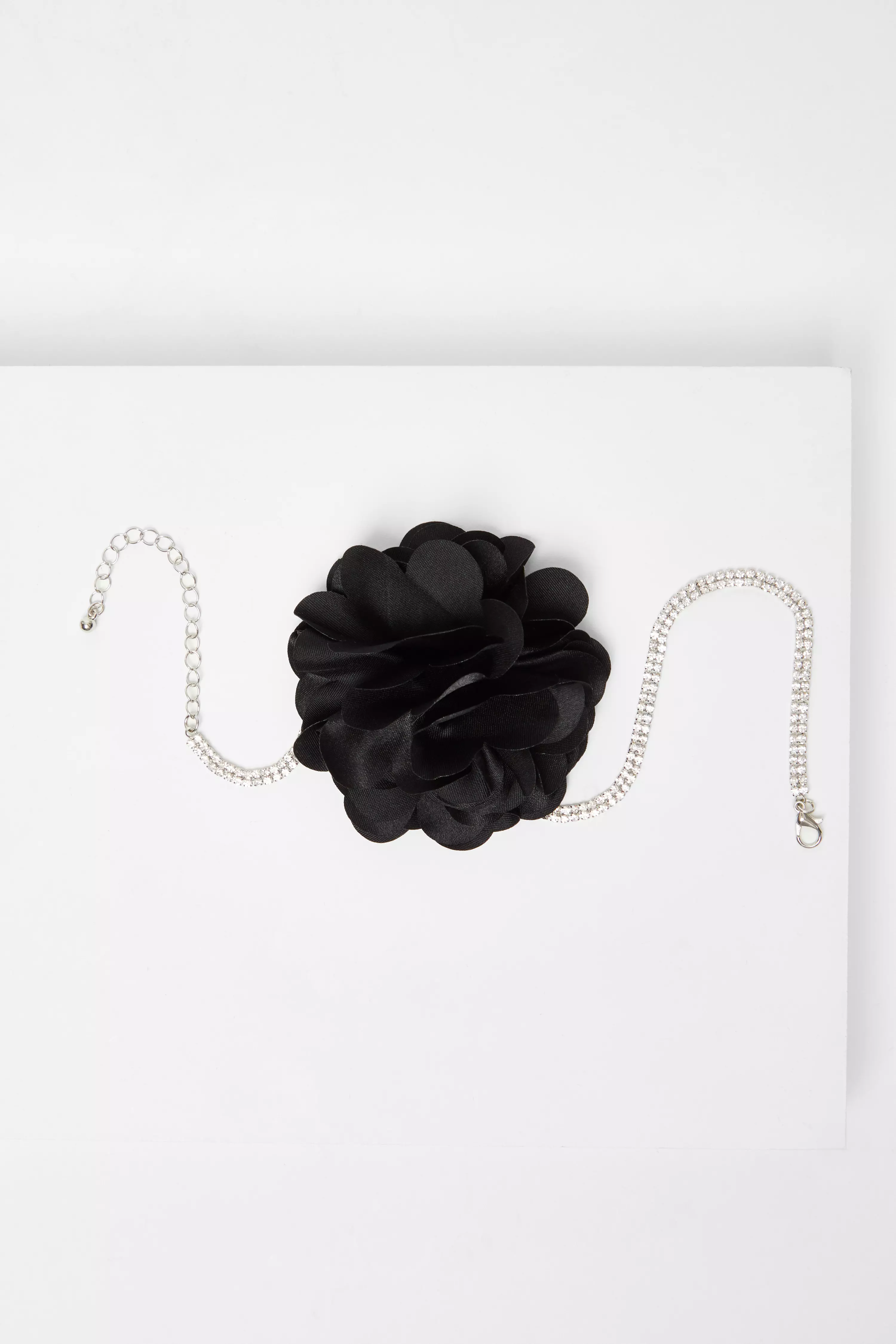 Black Corsage Diamante Choker Necklace