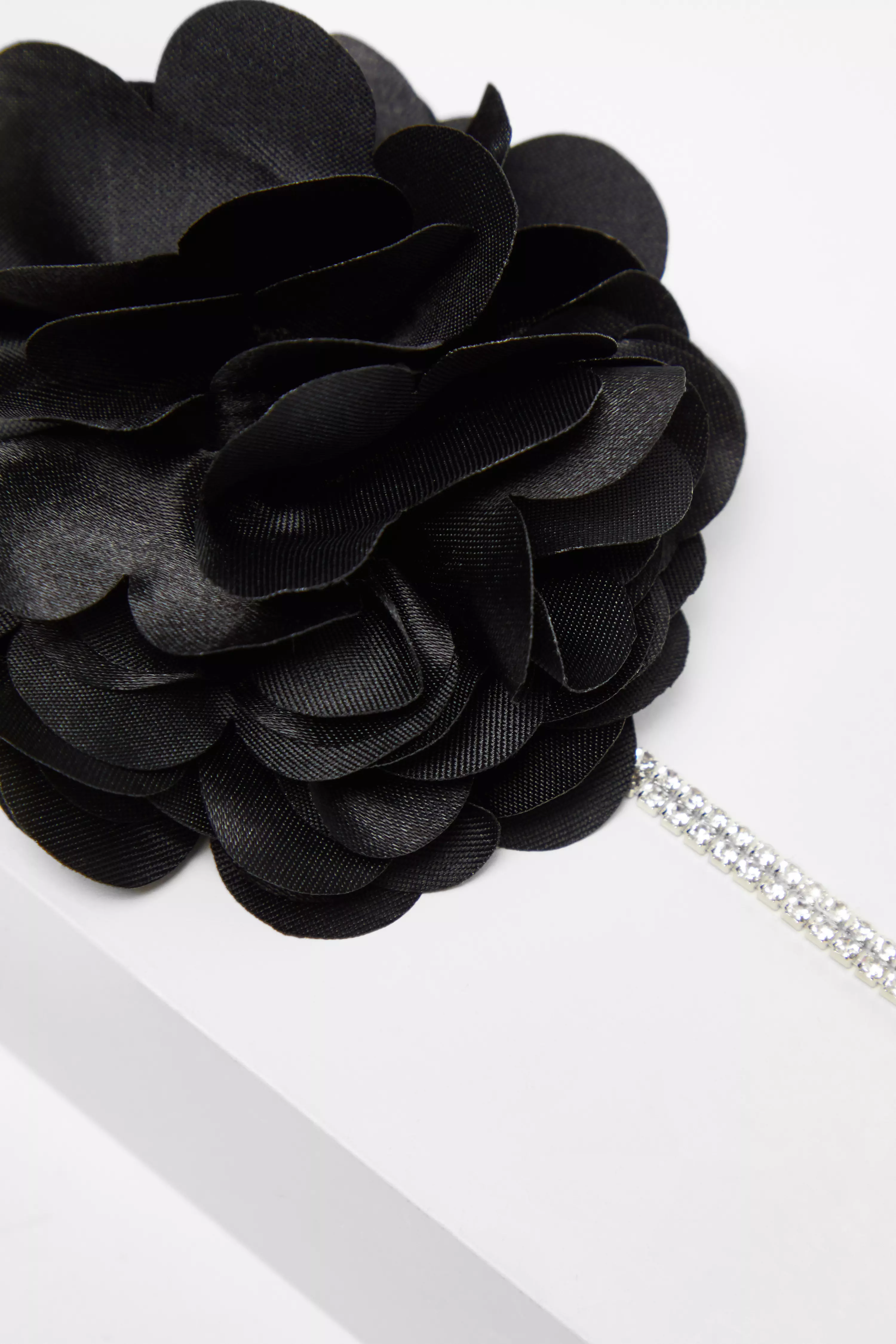 Black Corsage Diamante Choker Necklace