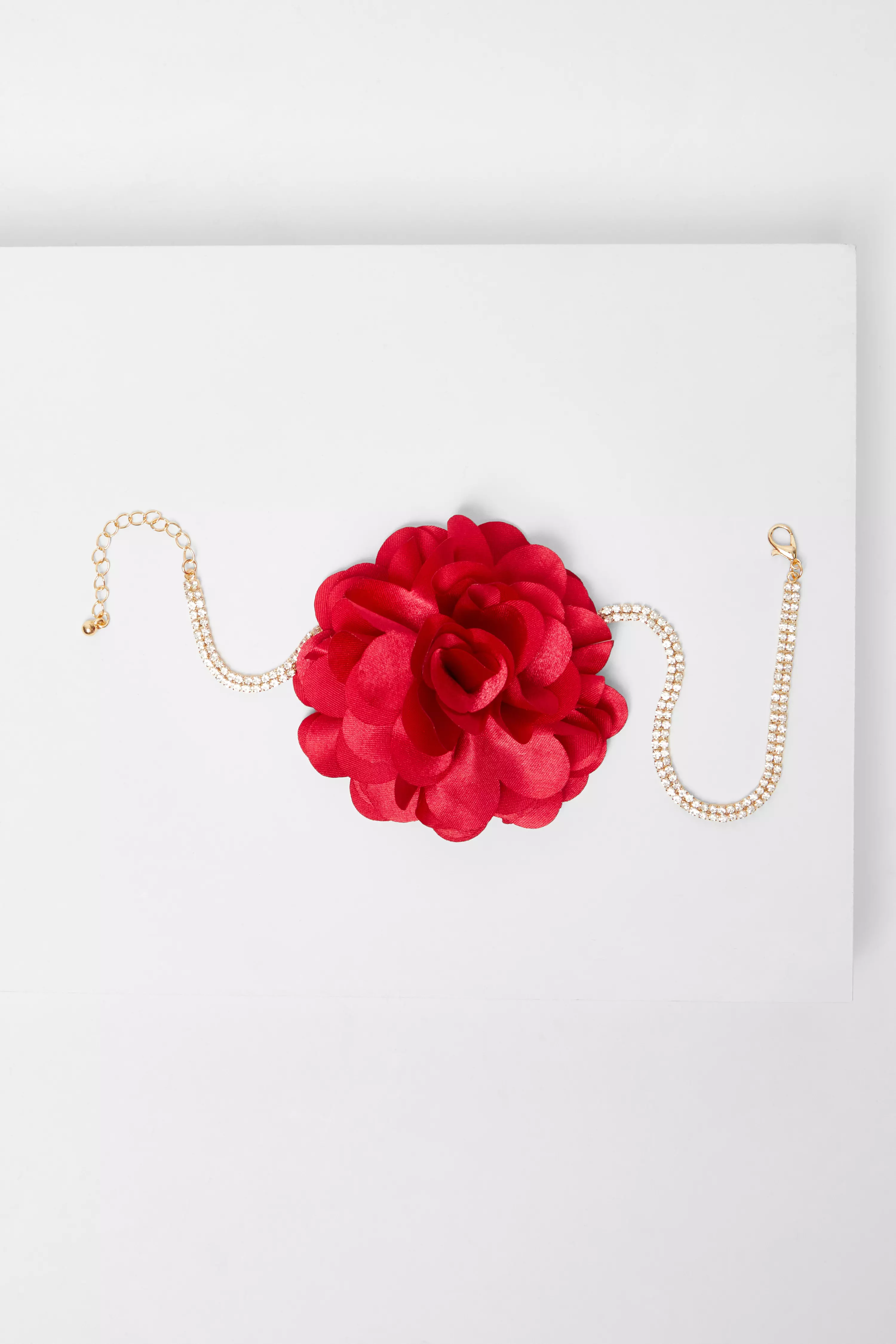 Red Corsage Diamante Choker Necklace