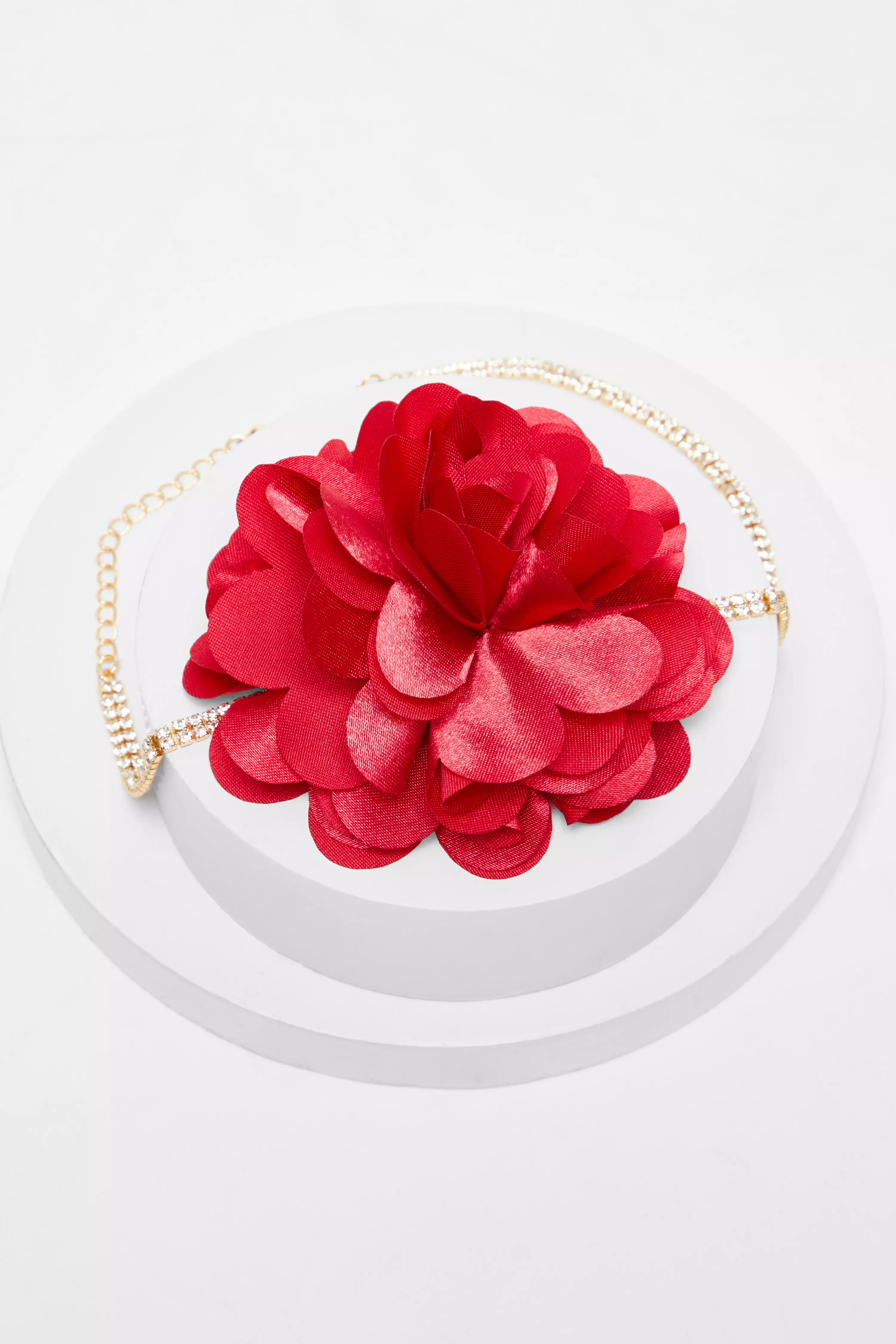 Red Corsage Diamante Choker Necklace