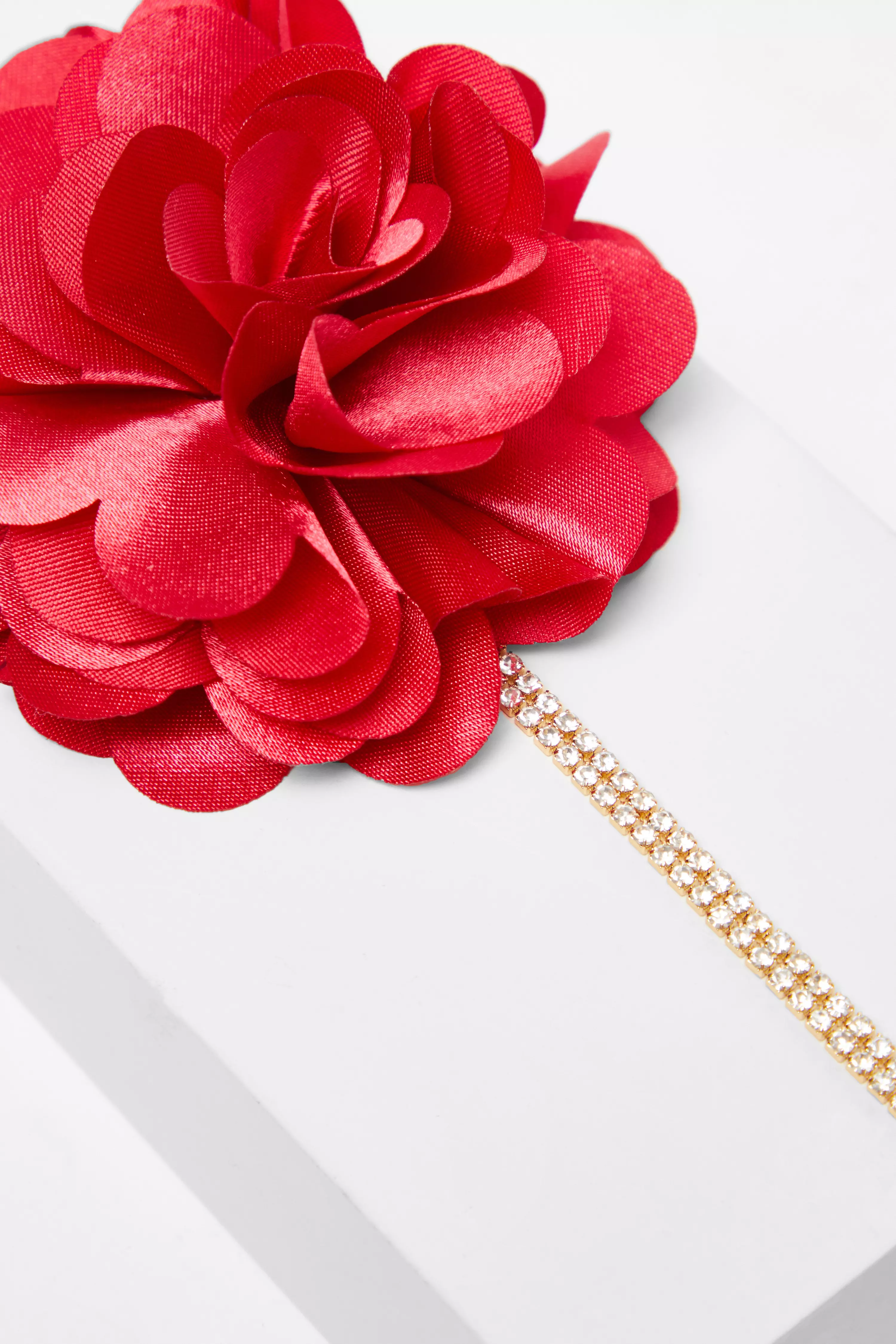 Red Corsage Diamante Choker Necklace