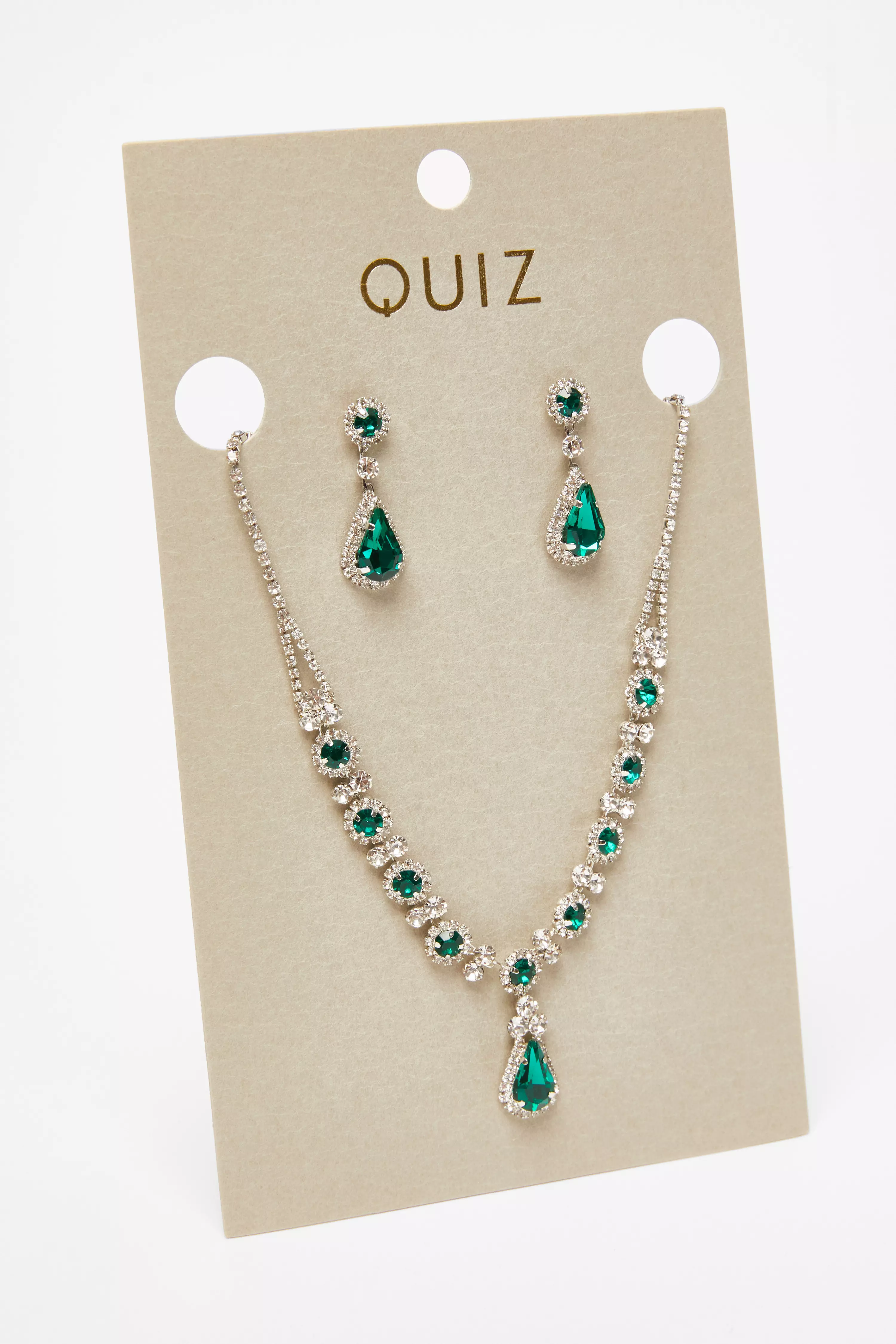 Green Teardrop Jewellery Set