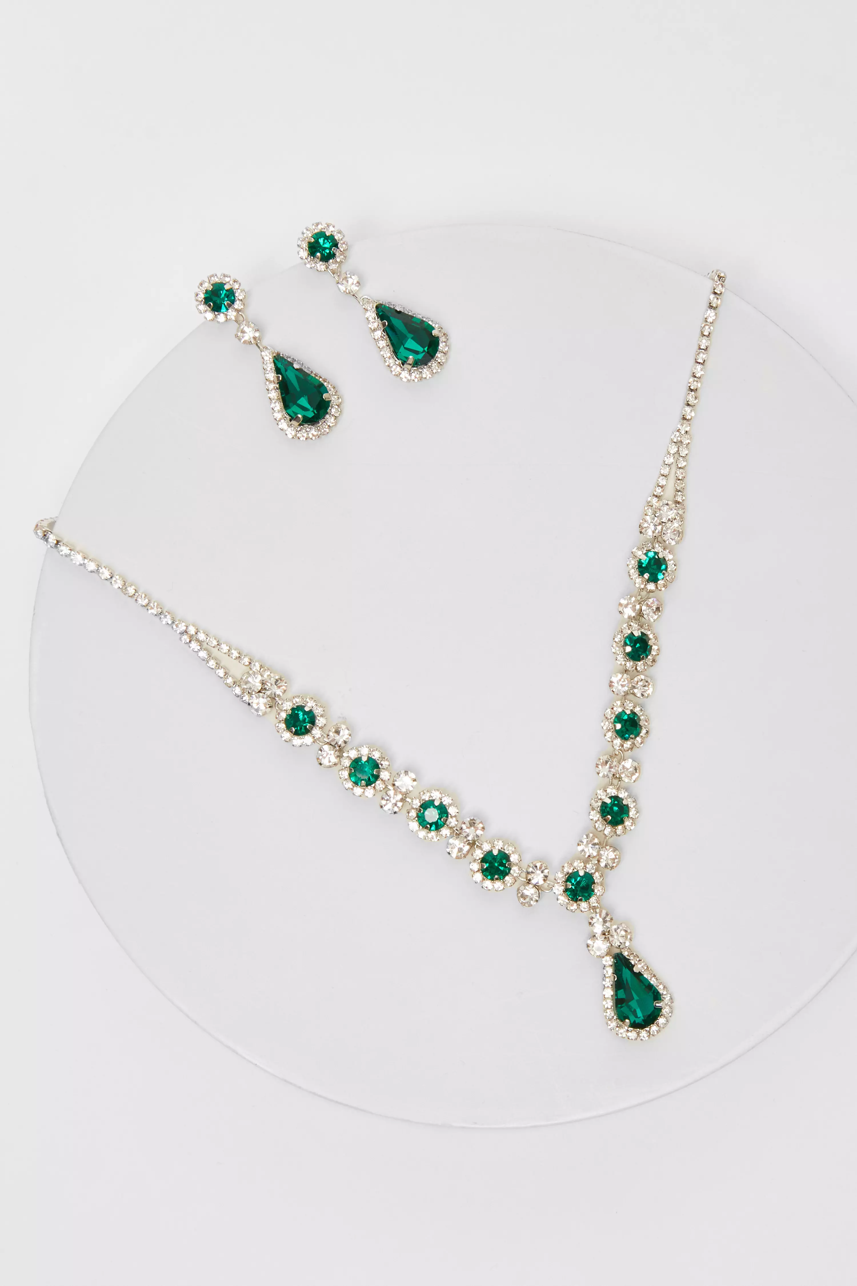 Green Teardrop Jewellery Set