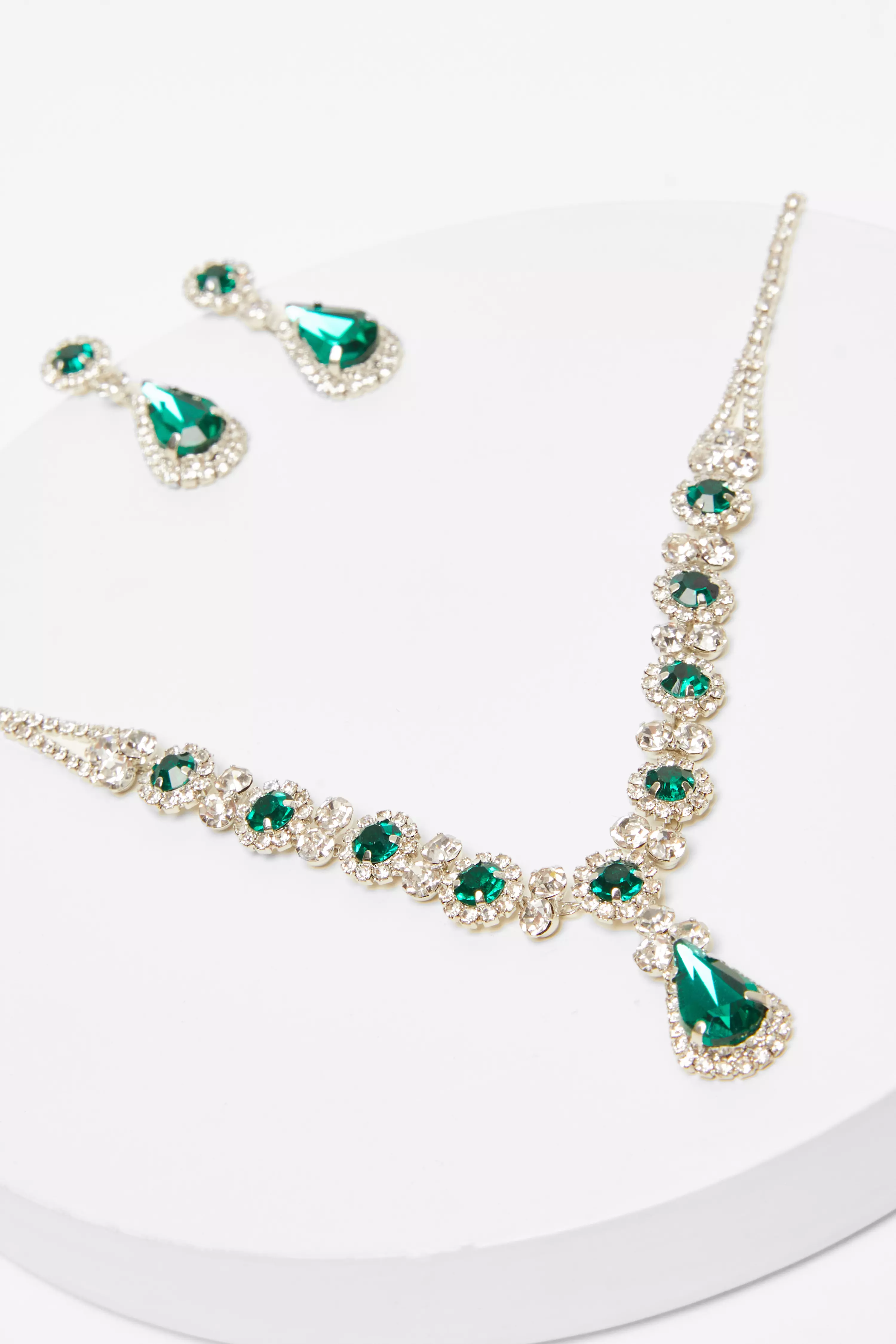 Green Teardrop Jewellery Set
